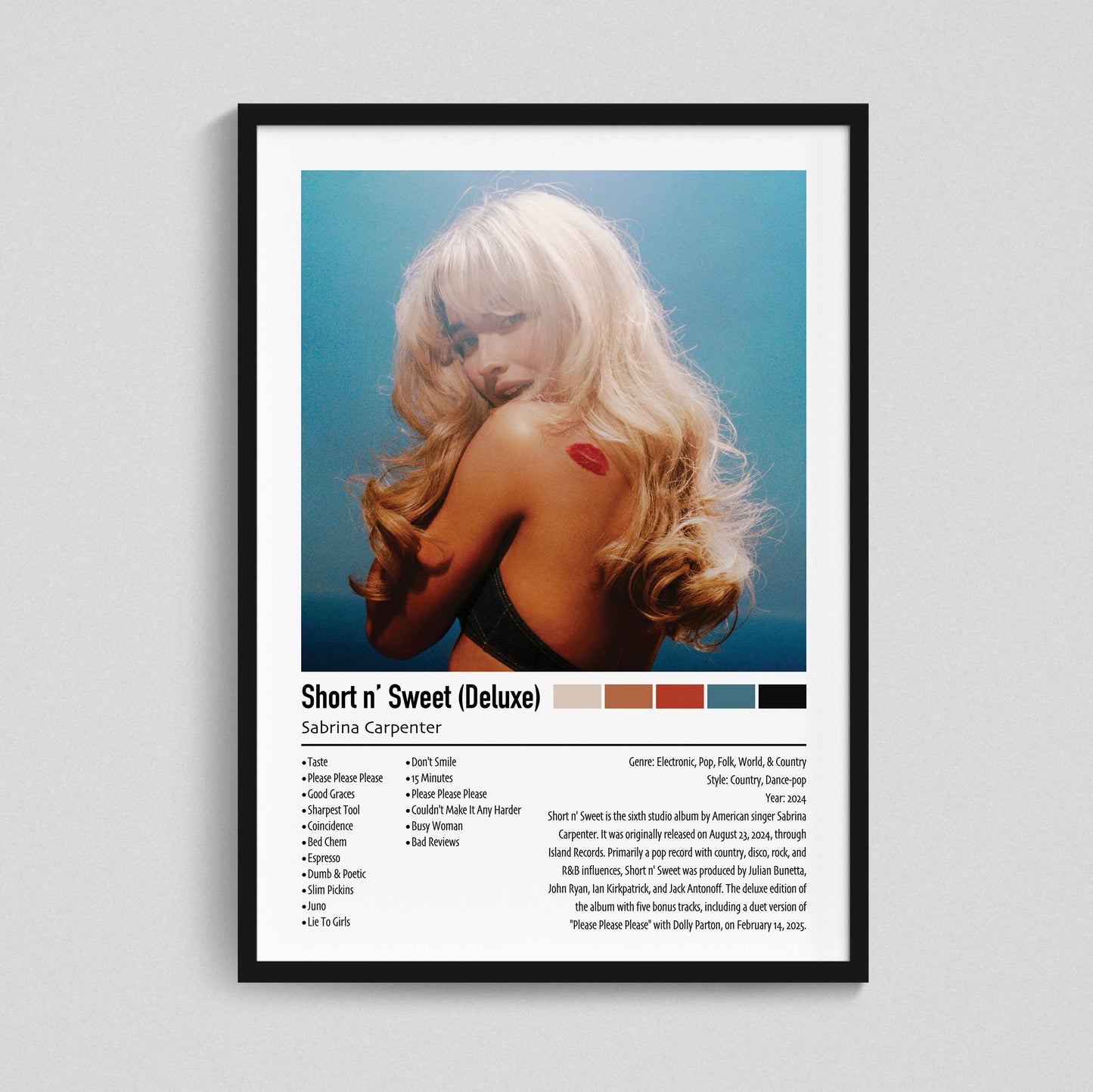 Sabrina Carpenter | Short n' Sweet (Deluxe) | Custom Album Cover Poster Print