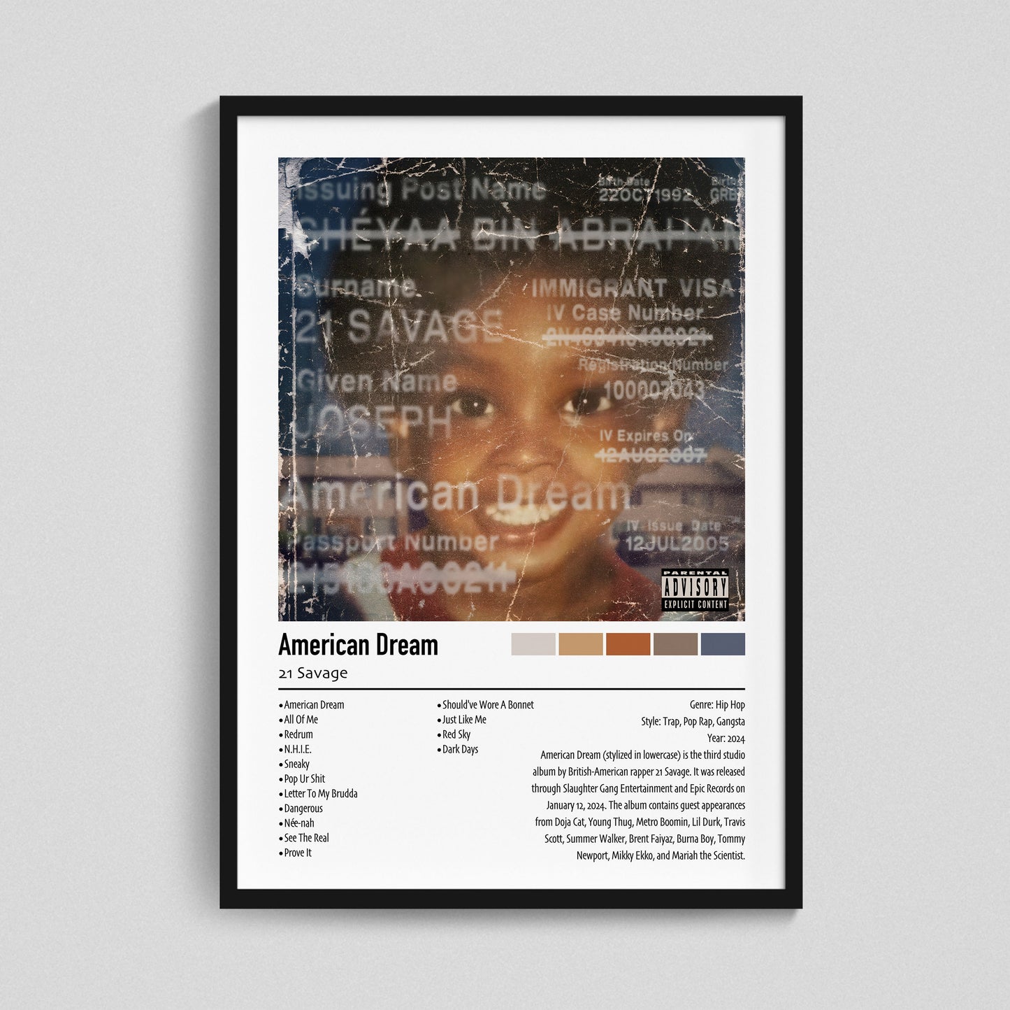 21 Savage | American Dream | Custom Album Cover Poster Print