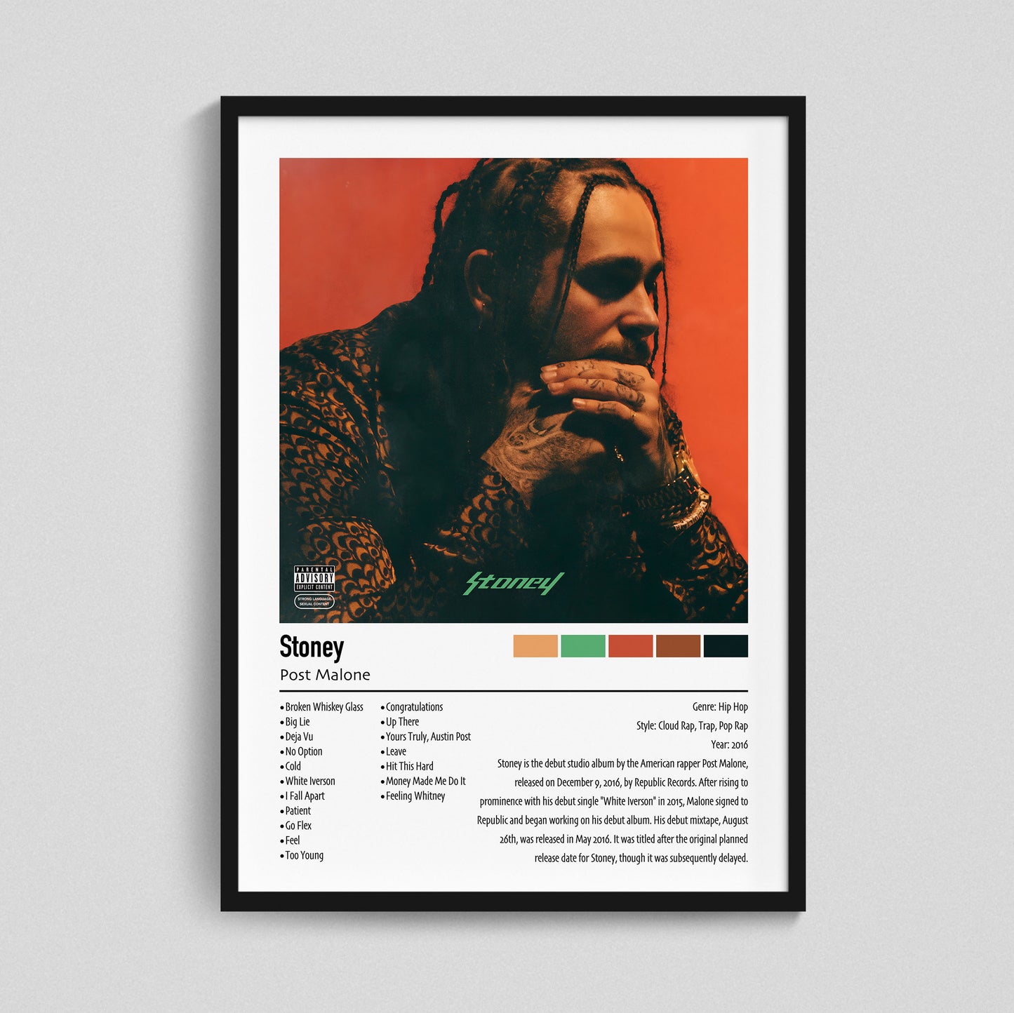 Post Malone | Stoney | Custom Album Cover Poster Print