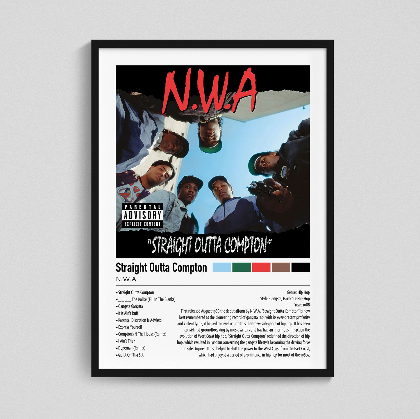 N.W.A. | Straight Outta Compton | Custom Album Cover Poster Print