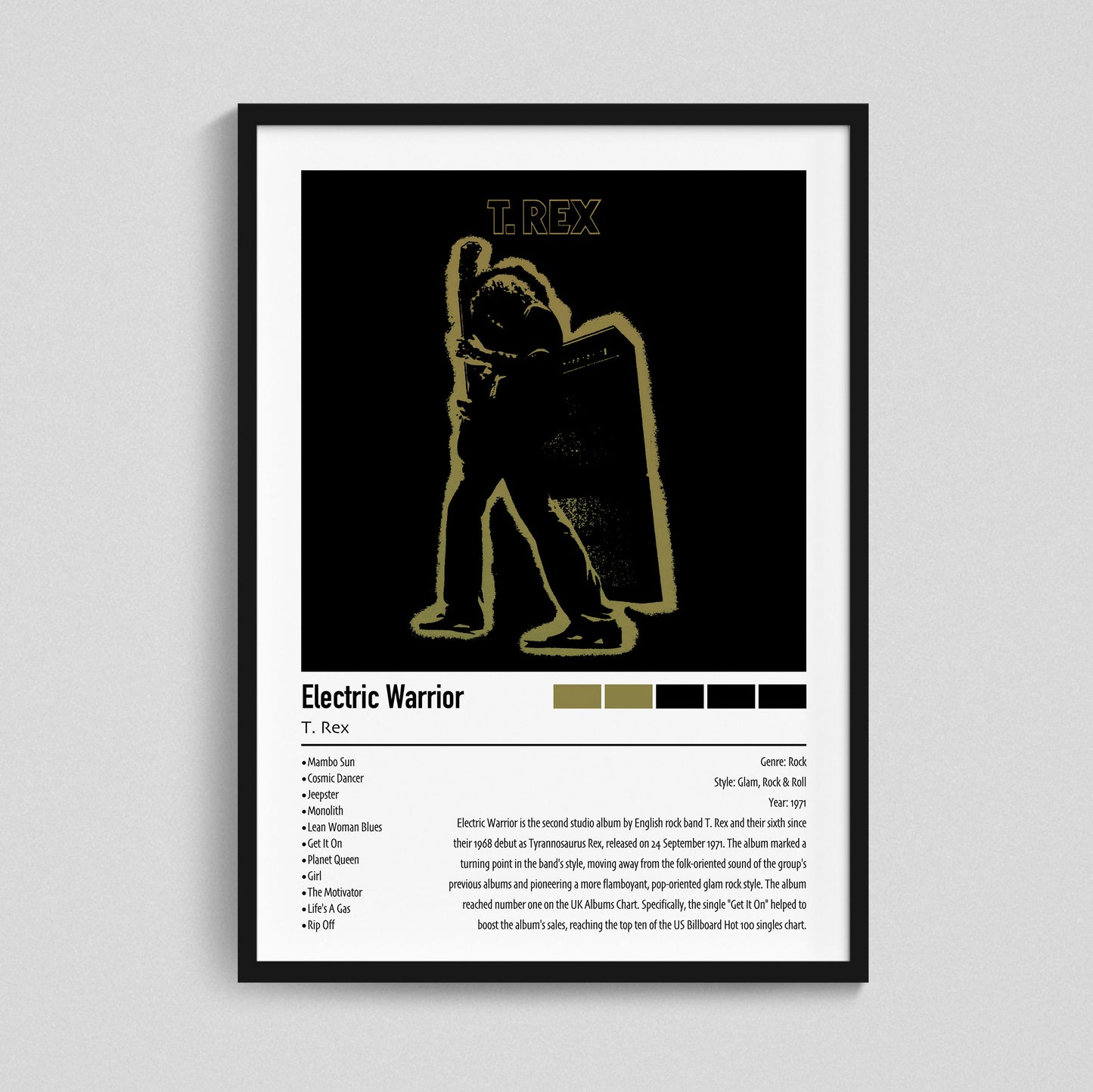 T.Rex | Electric Warrior | Custom Album Cover Poster Print