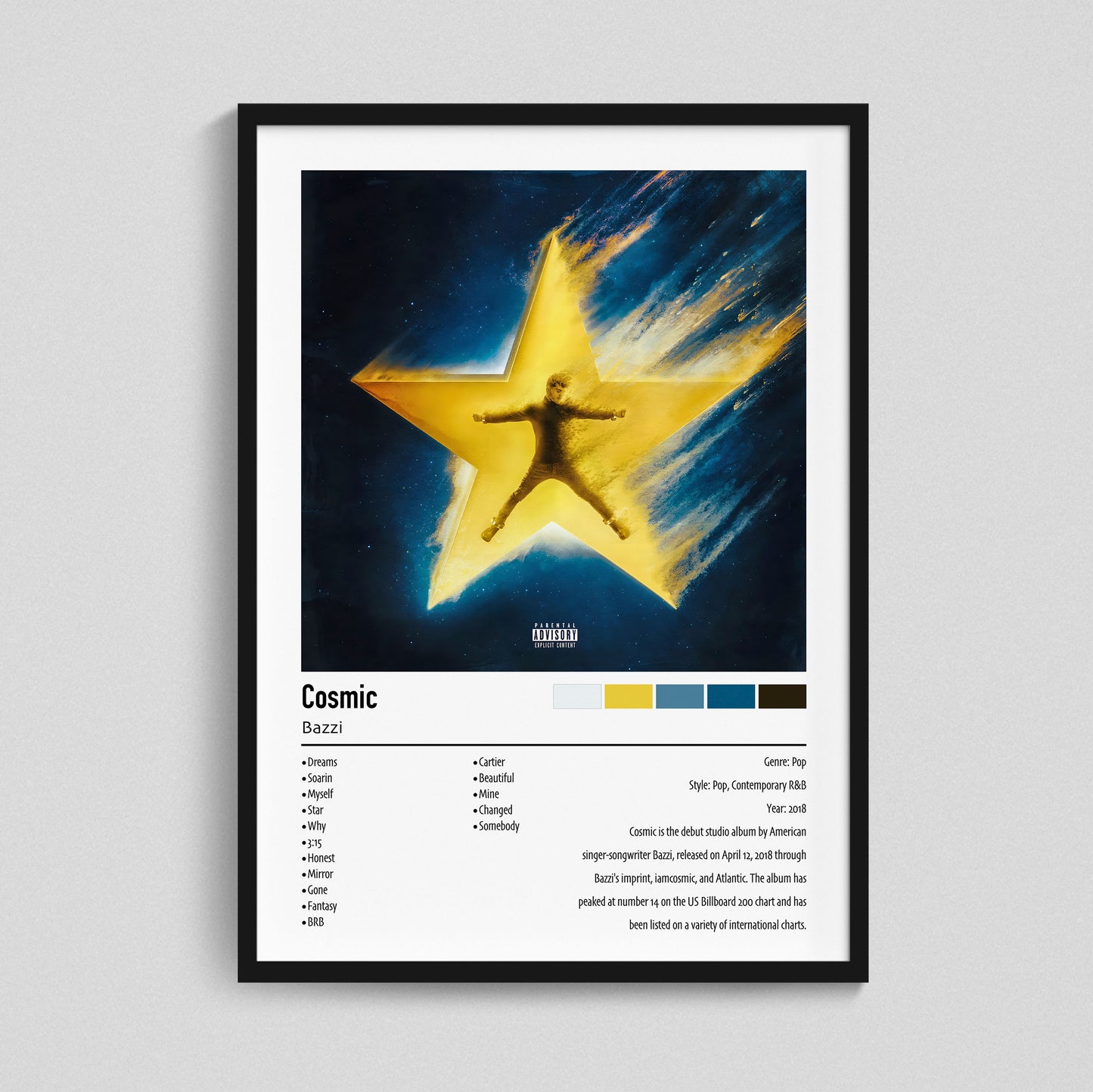 Bazzi | Cosmic | Custom Album Cover Poster Print