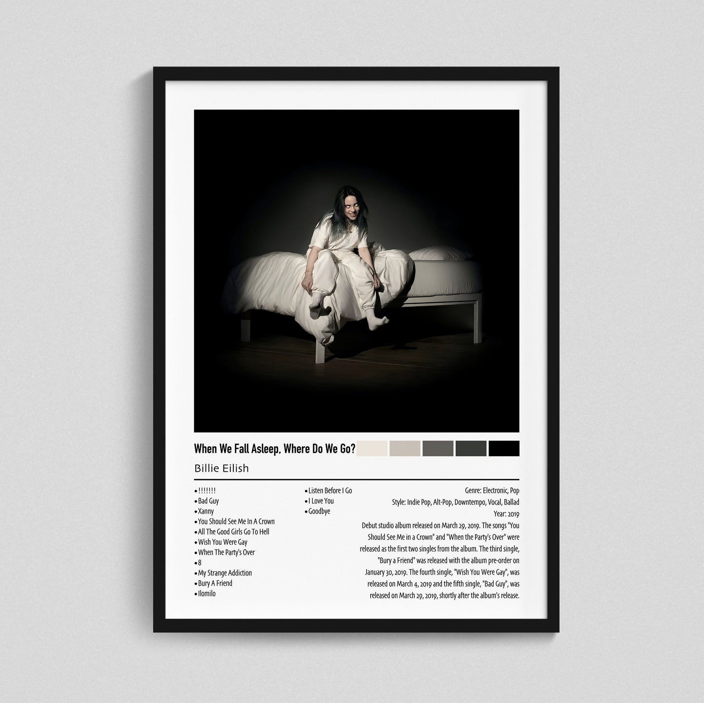 Billie Eilish | When We Fall Asleep, Where Do We Go | Custom Album Cover Poster Print