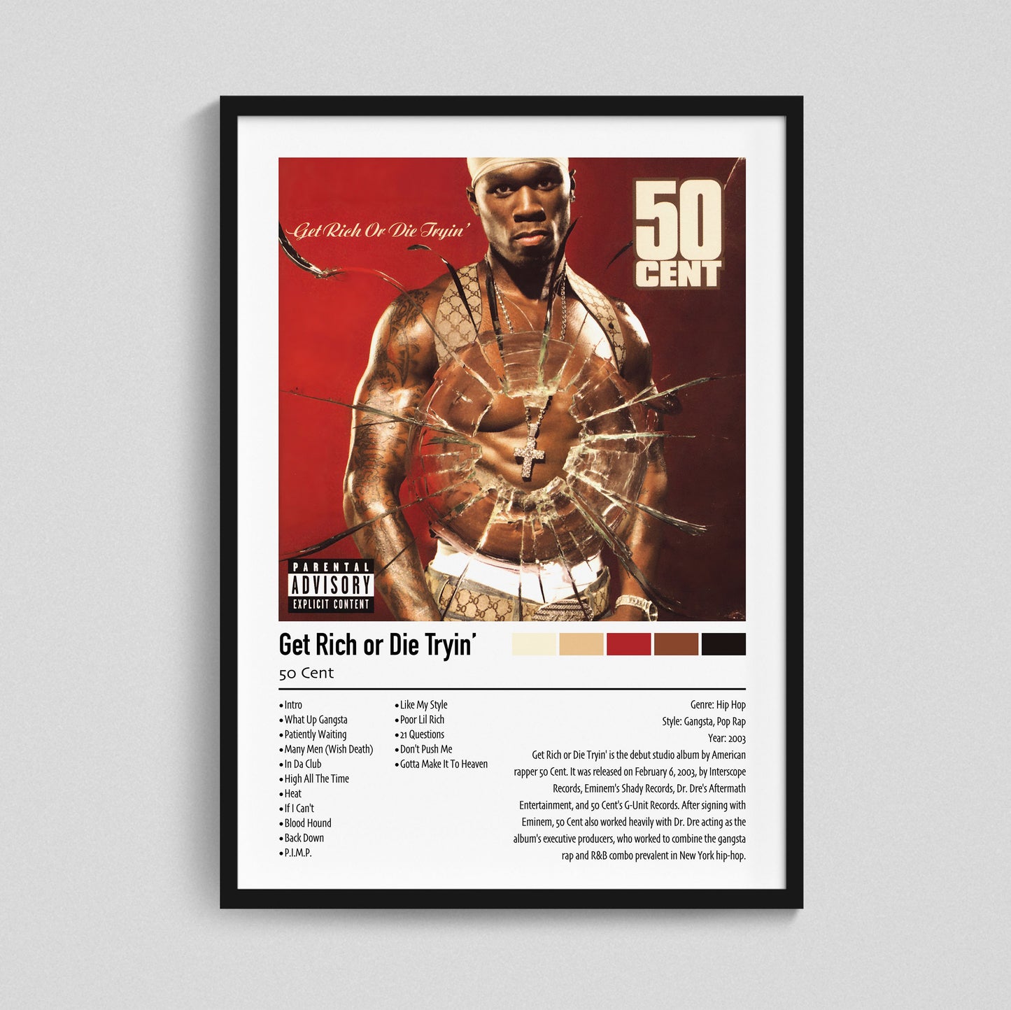 50 Cent | Get Rich or Die Tryin' | Custom Album Cover Poster Print