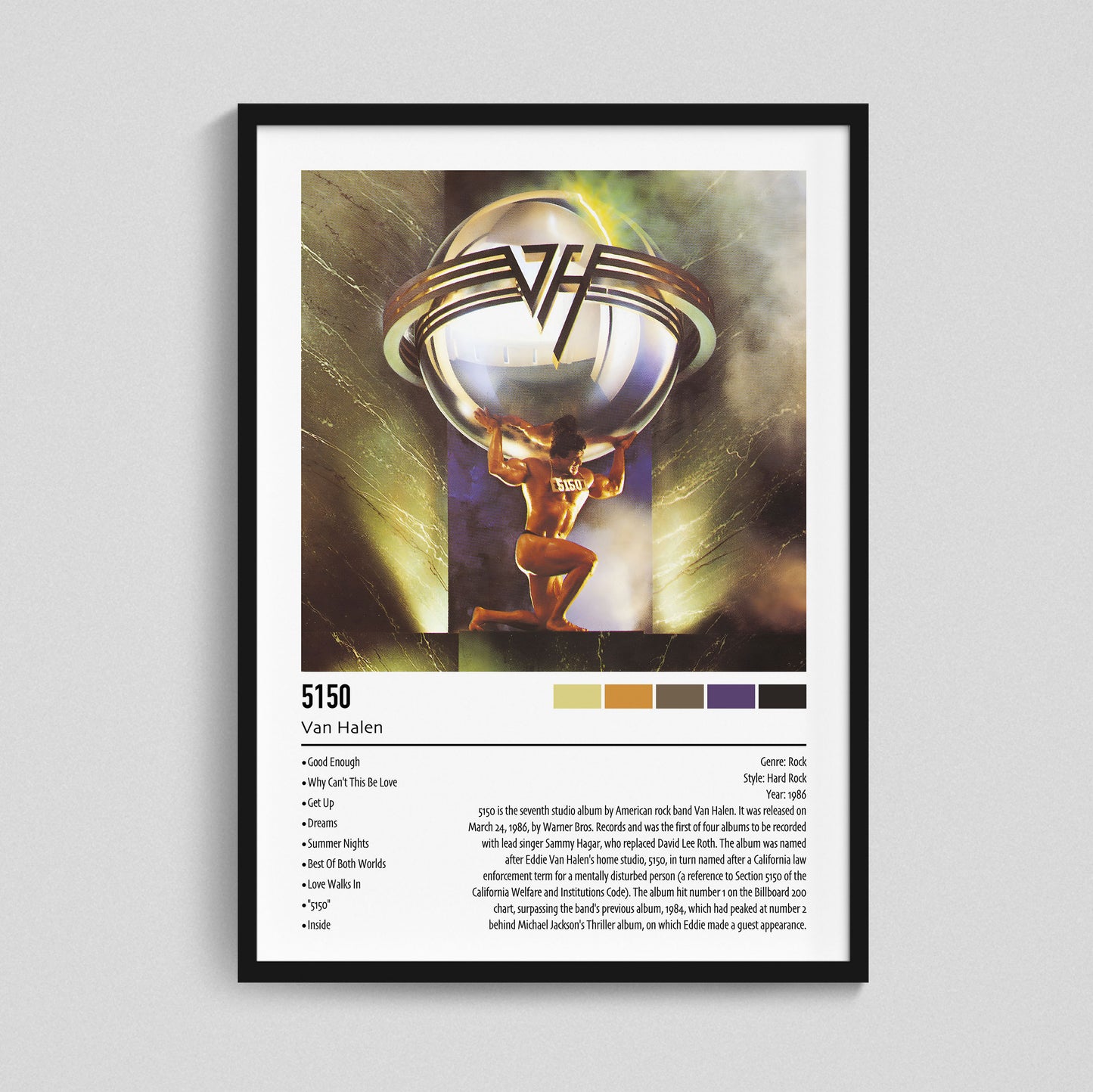 Van Halen | 5150 | Custom Album Cover Poster Print