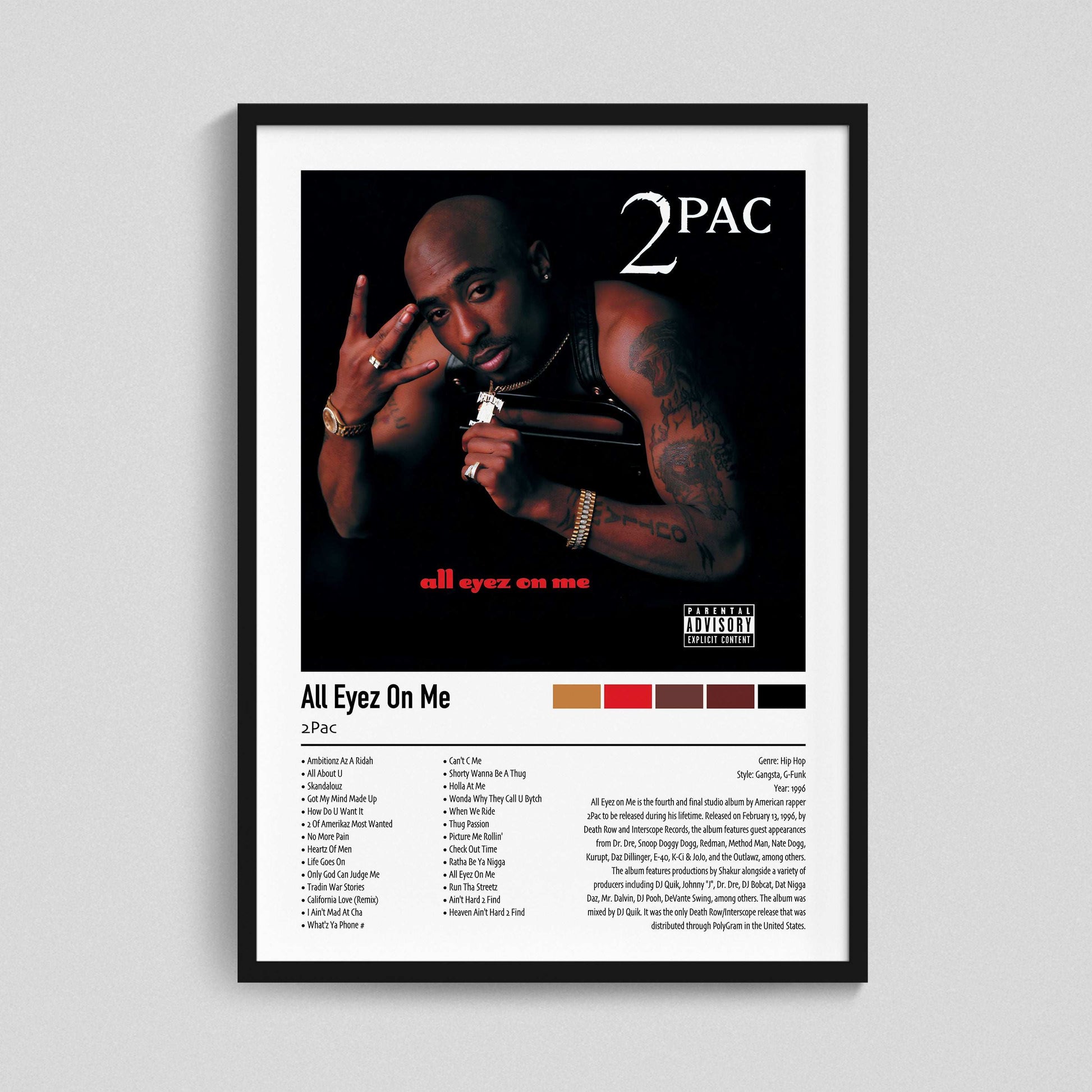 2Pac | All Eyez On Me | Custom Album Cover Poster Print