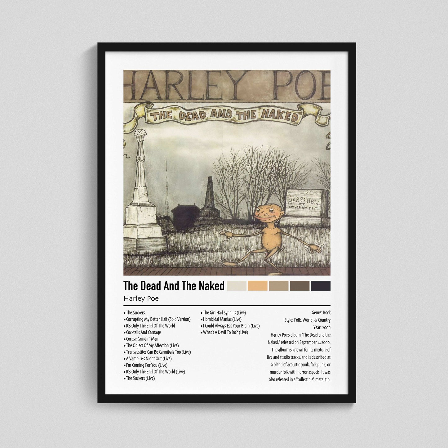 Harley Poe | The Dead and the Naked | Custom Album Cover Poster Print
