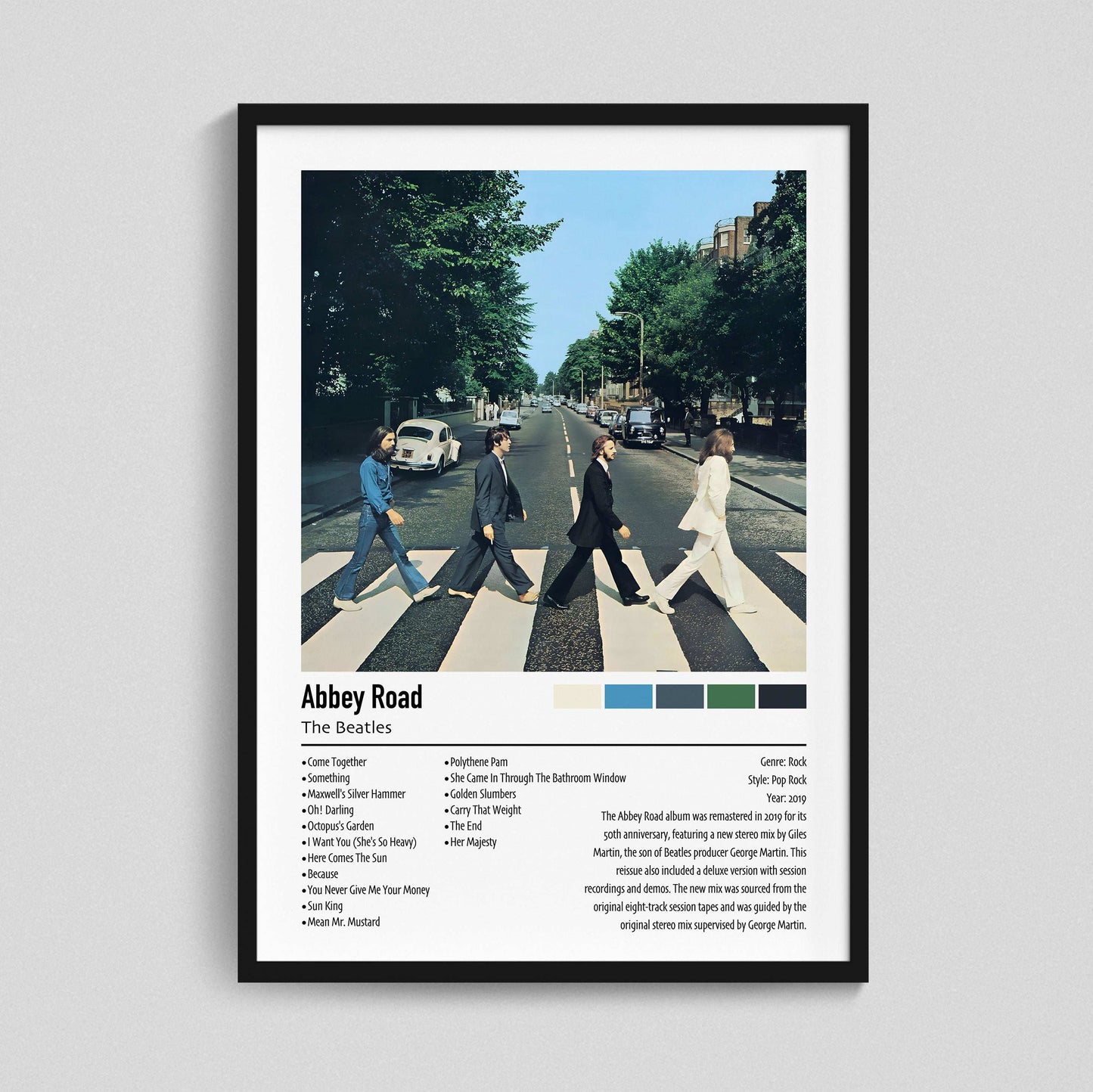 The Beatles | Abbey Road 50th Anniversary Remastered | Custom Album Cover Poster Print