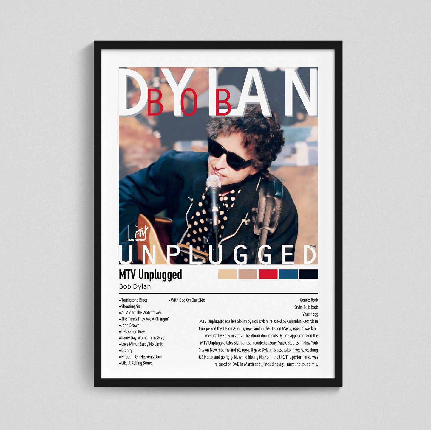 Bob Dylan | MTV Unplugged | Custom Album Cover Poster Print