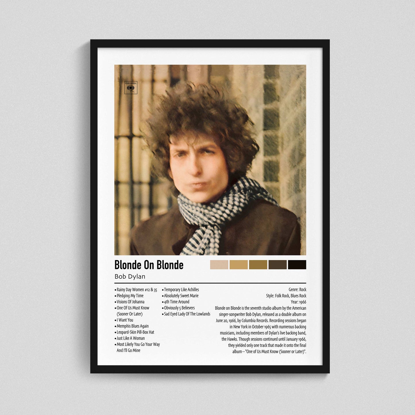 Bob Dylan | Blonde On Blonde | Custom Album Cover Poster Print