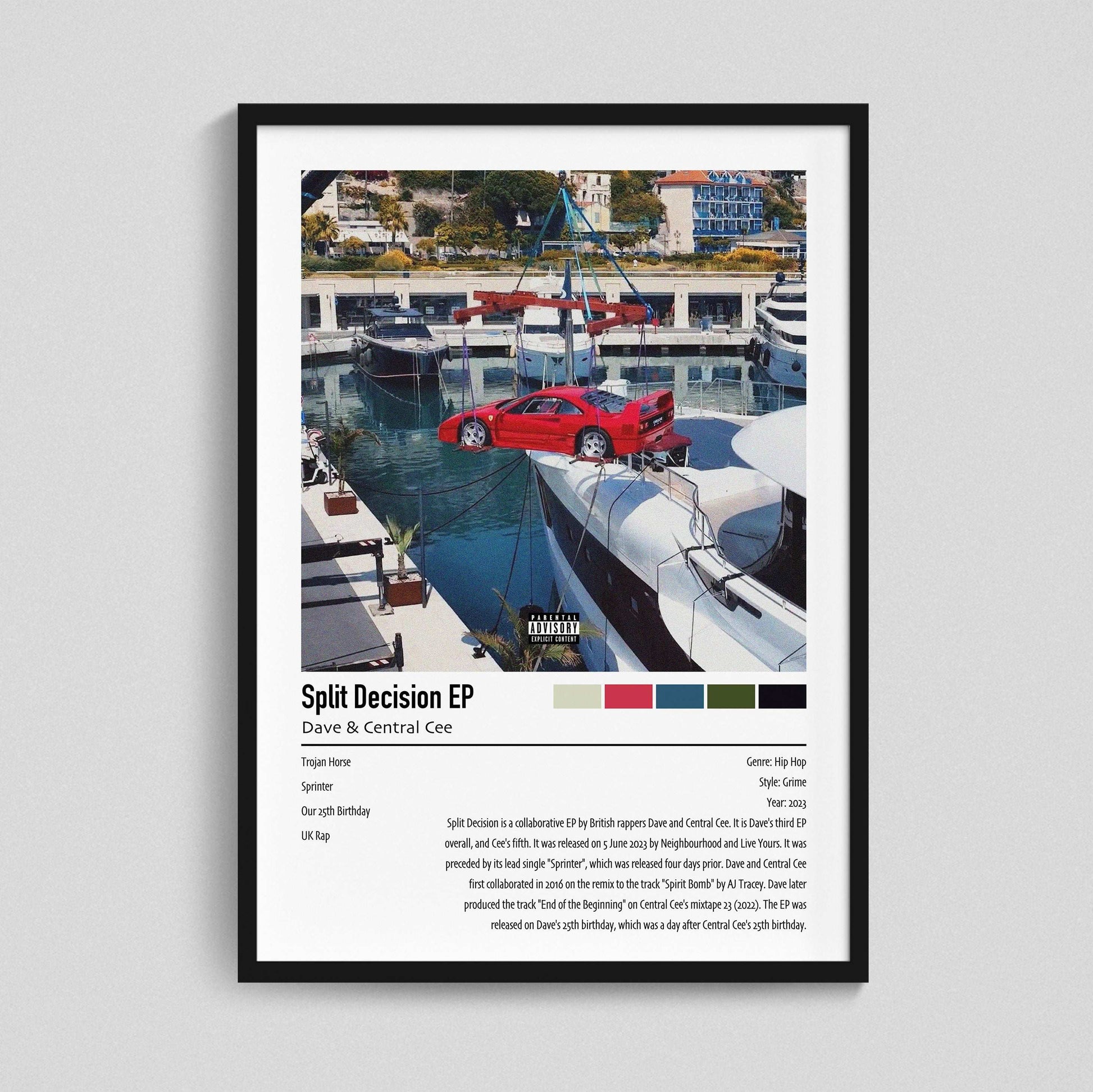 Dave & Central Cee | Split Decision EP | Custom Album Cover Poster Print