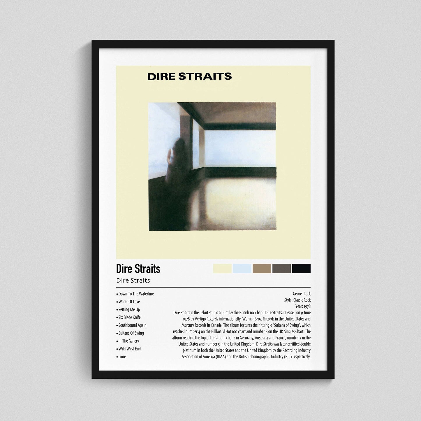 Dire Straits - Dire Straits | Custom Album Cover Poster Print