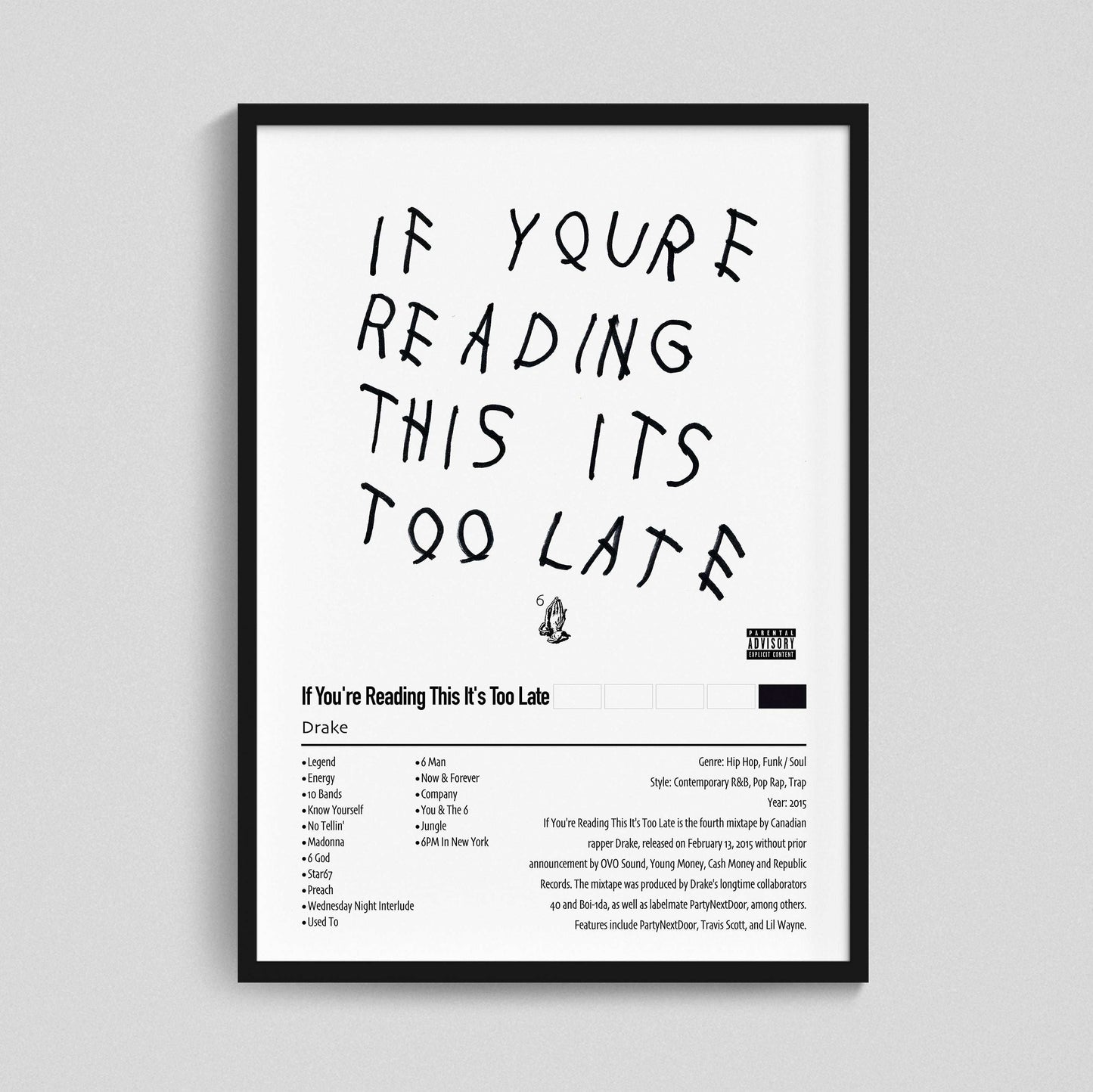 Drake | If You're Reading This It's Too Late | Custom Album Cover Poster Print