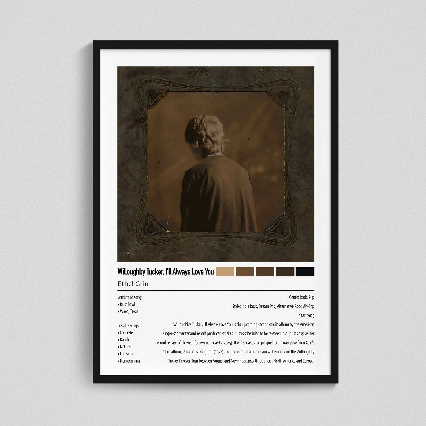 Ethel Cain | Willoughby Tucker, I'll Always Love You | Custom Album Cover Poster Print