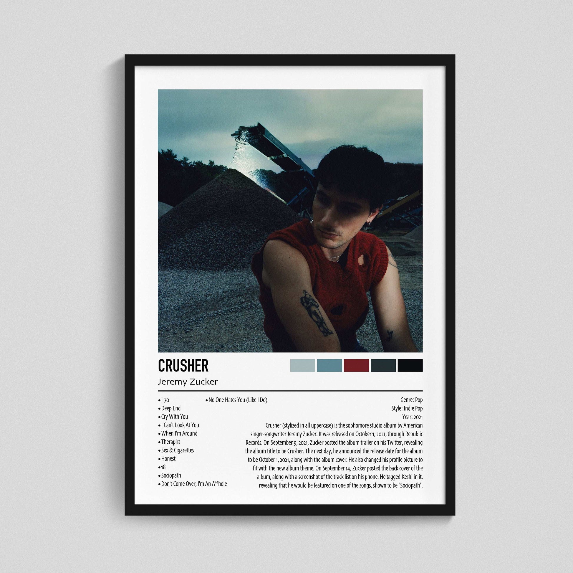 Jeremy Zucker | CRUSHER | Custom Album Cover Poster Print