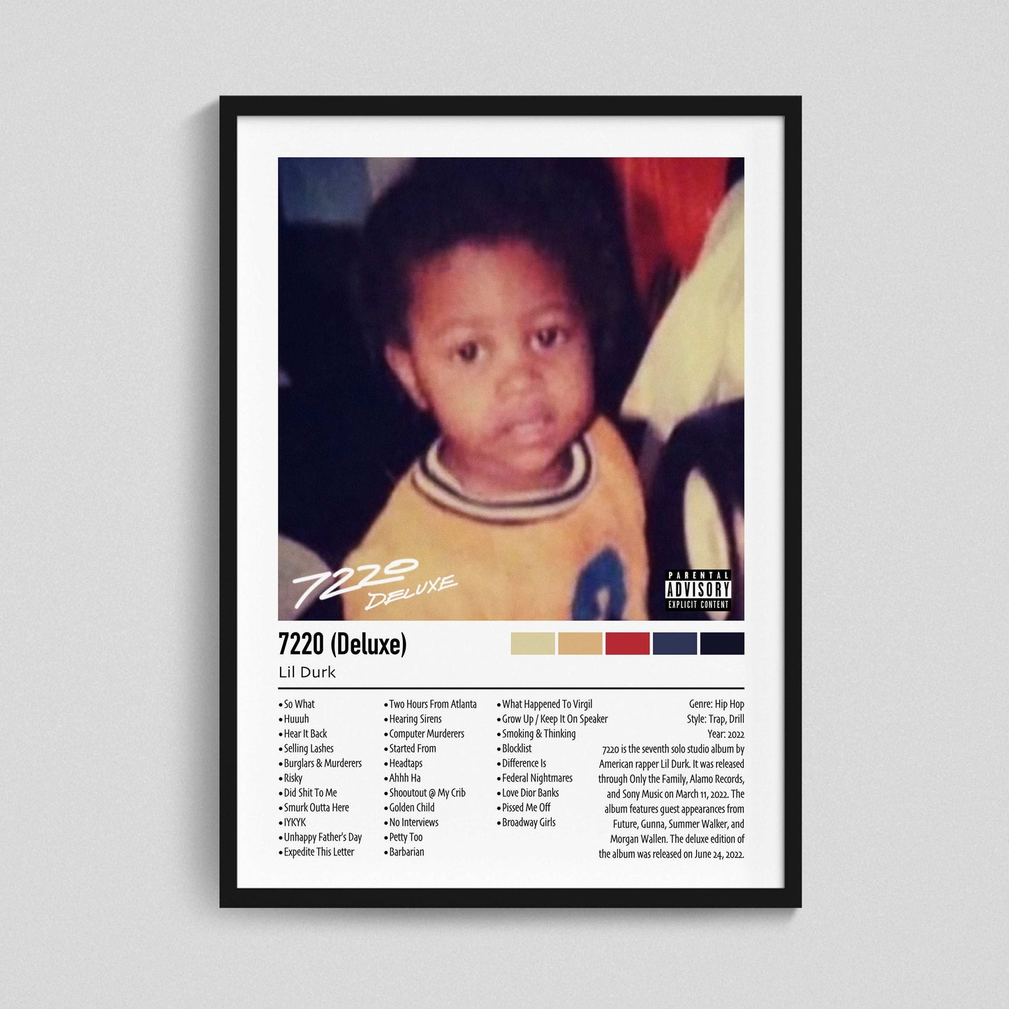Lil Durk | 7220 (Deluxe) | Custom Album Cover Poster Print