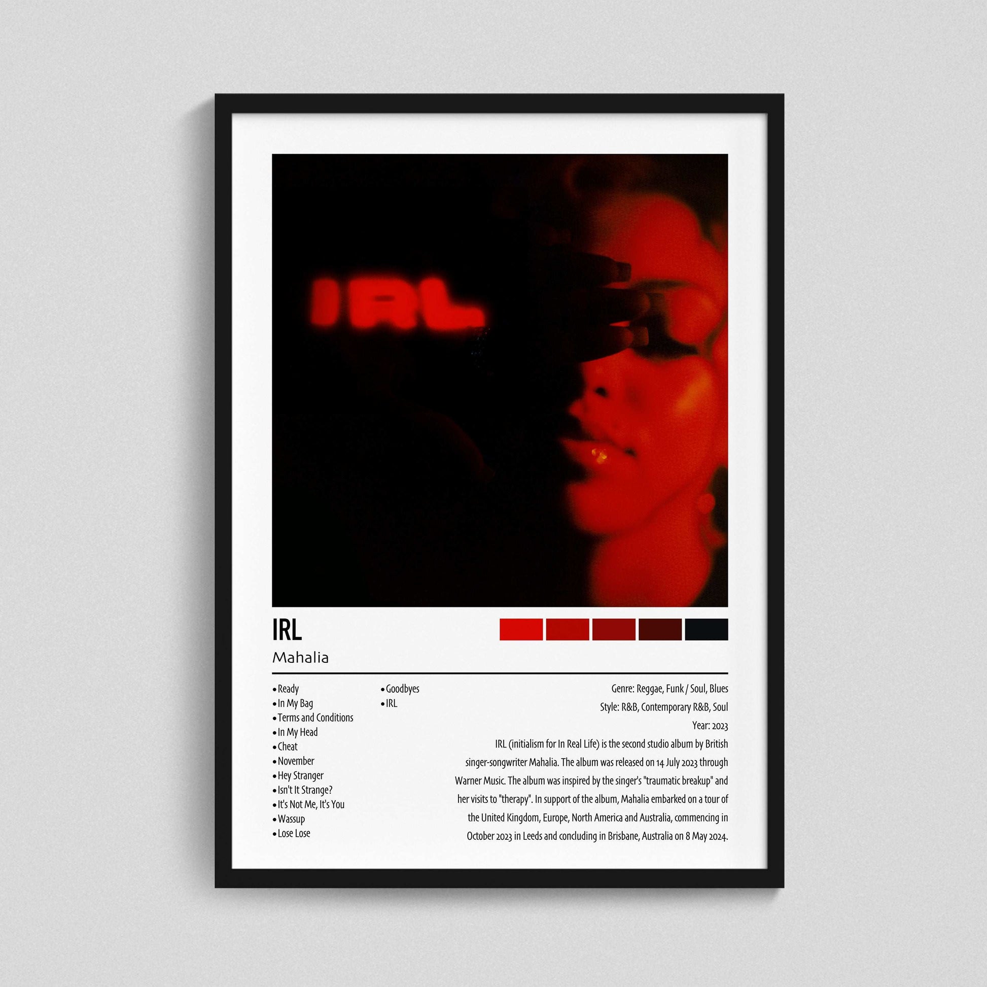 Mahalia | IRL | Custom Album Cover Poster Print