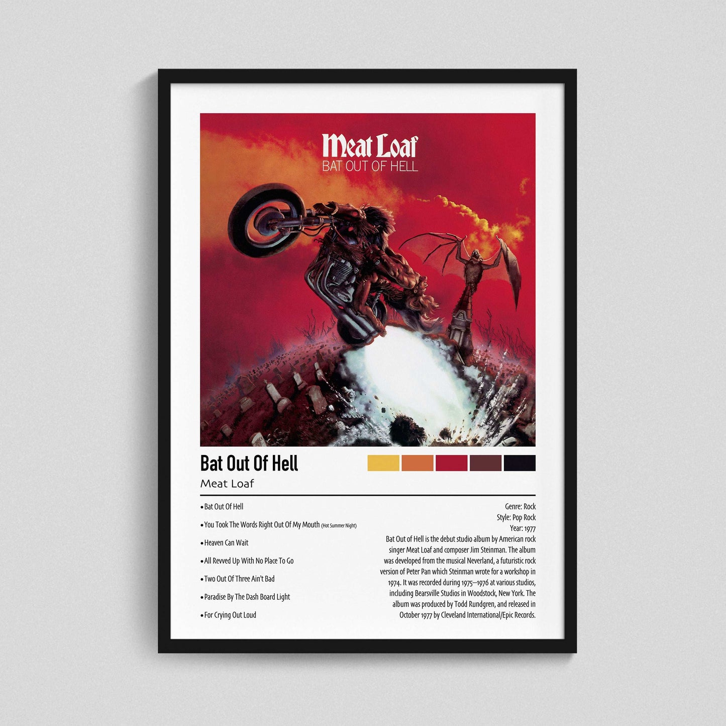 Meat Loaf | Bat Out of Hell | Custom Album Cover Poster Print