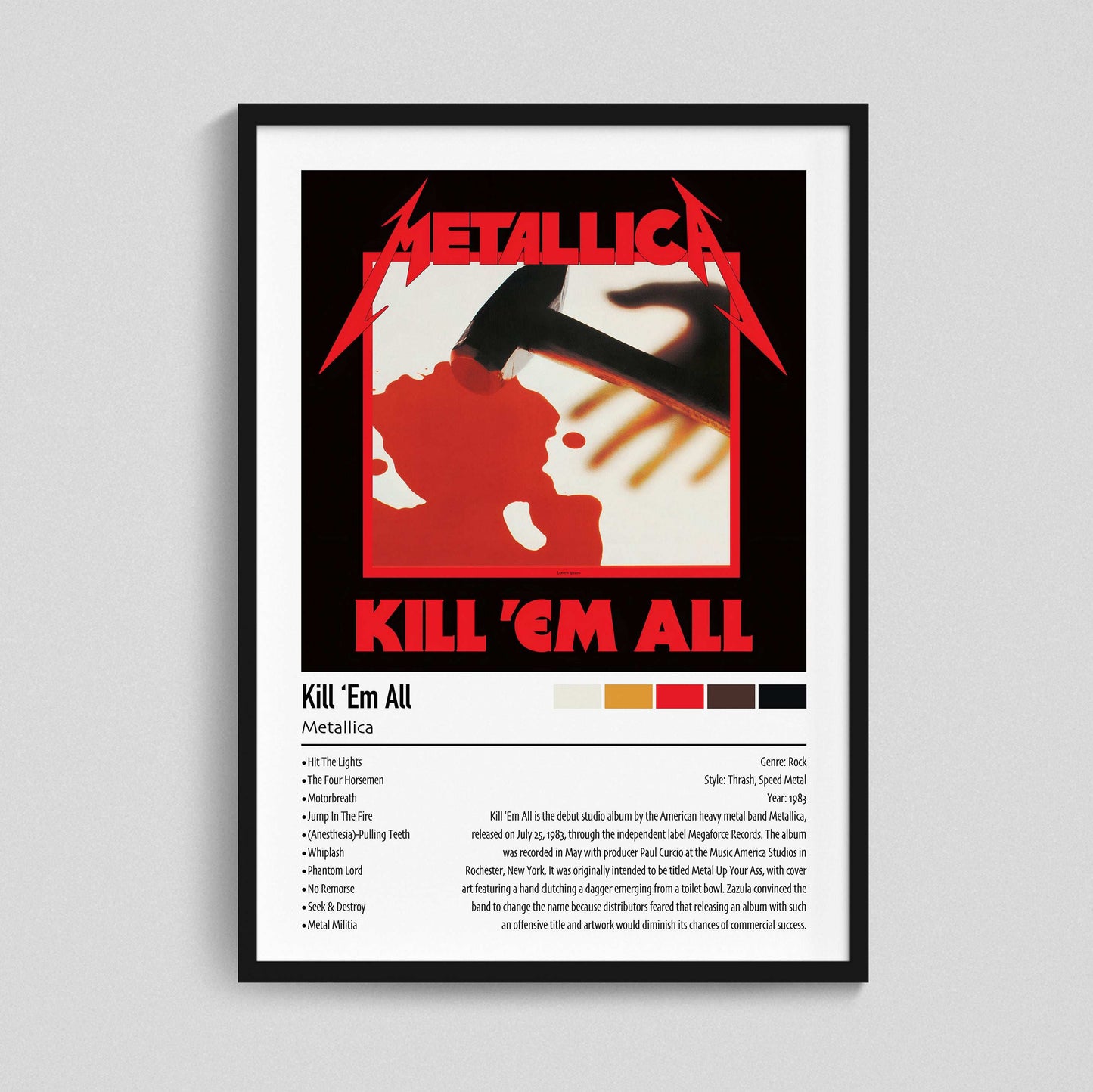 Metallica | Kill 'Em All | Custom Album Cover Poster Print