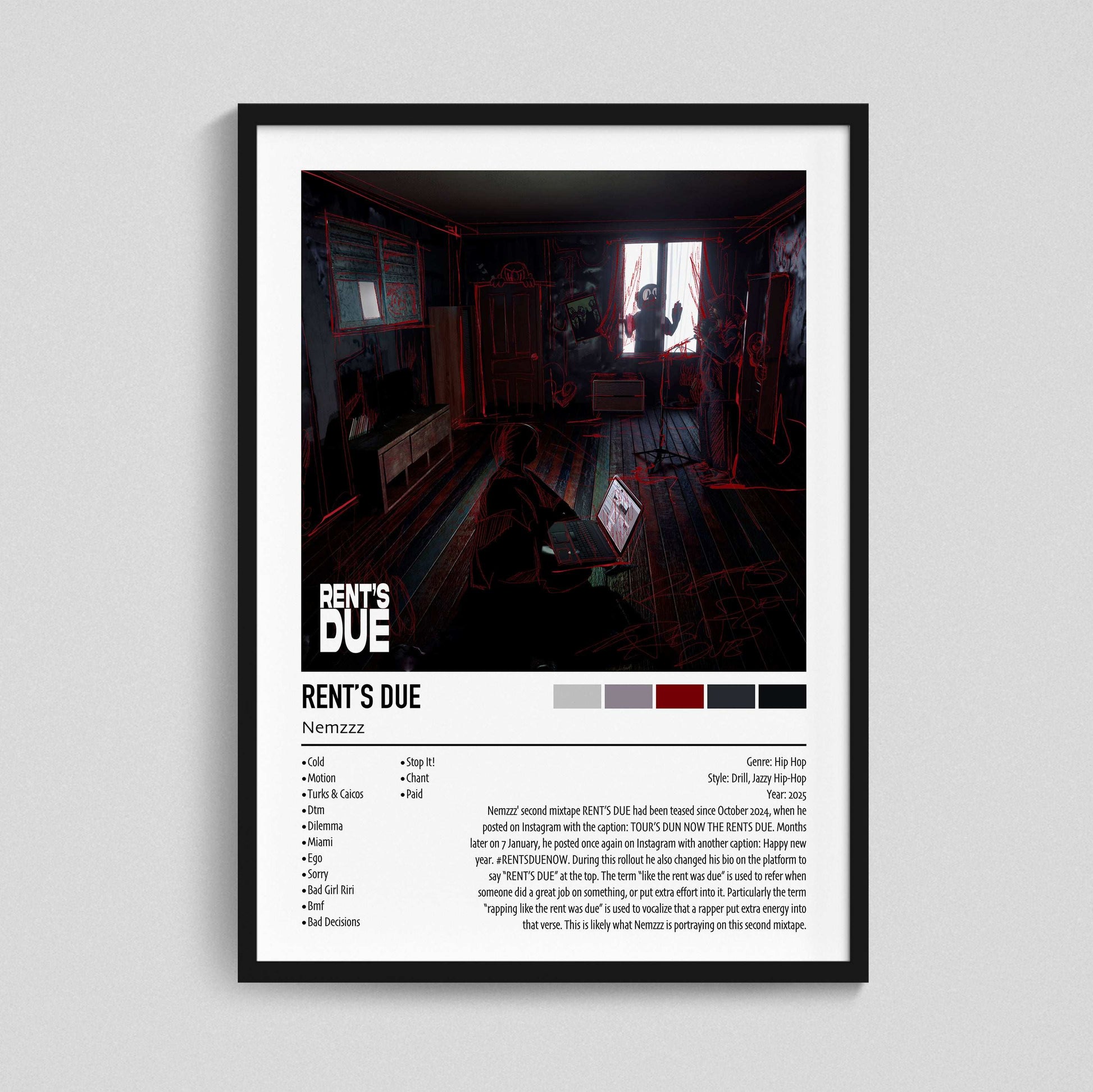 Nemzzz | RENT'S DUE | Custom Album Cover Poster Print