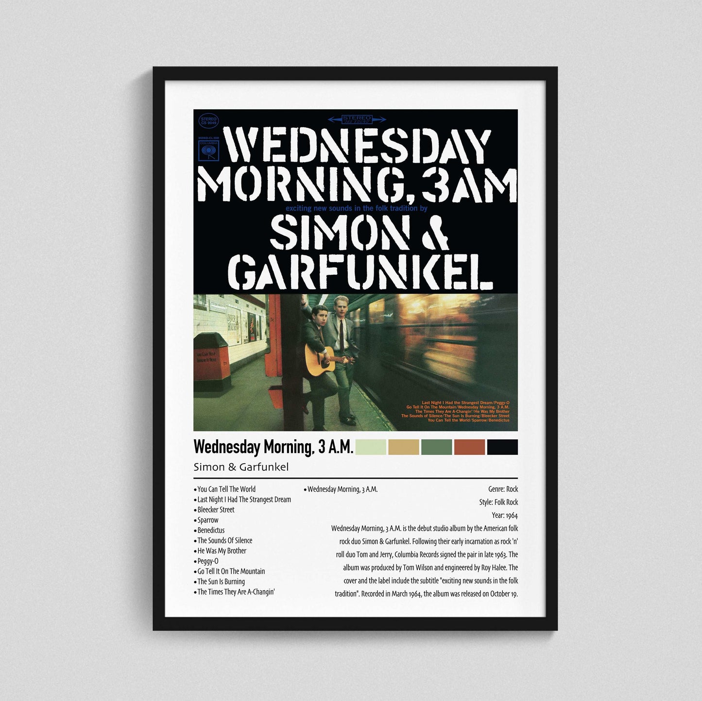 Simon & Garfunkel | Wednesday Morning, 3 A.M. | Custom Album Cover Poster Print