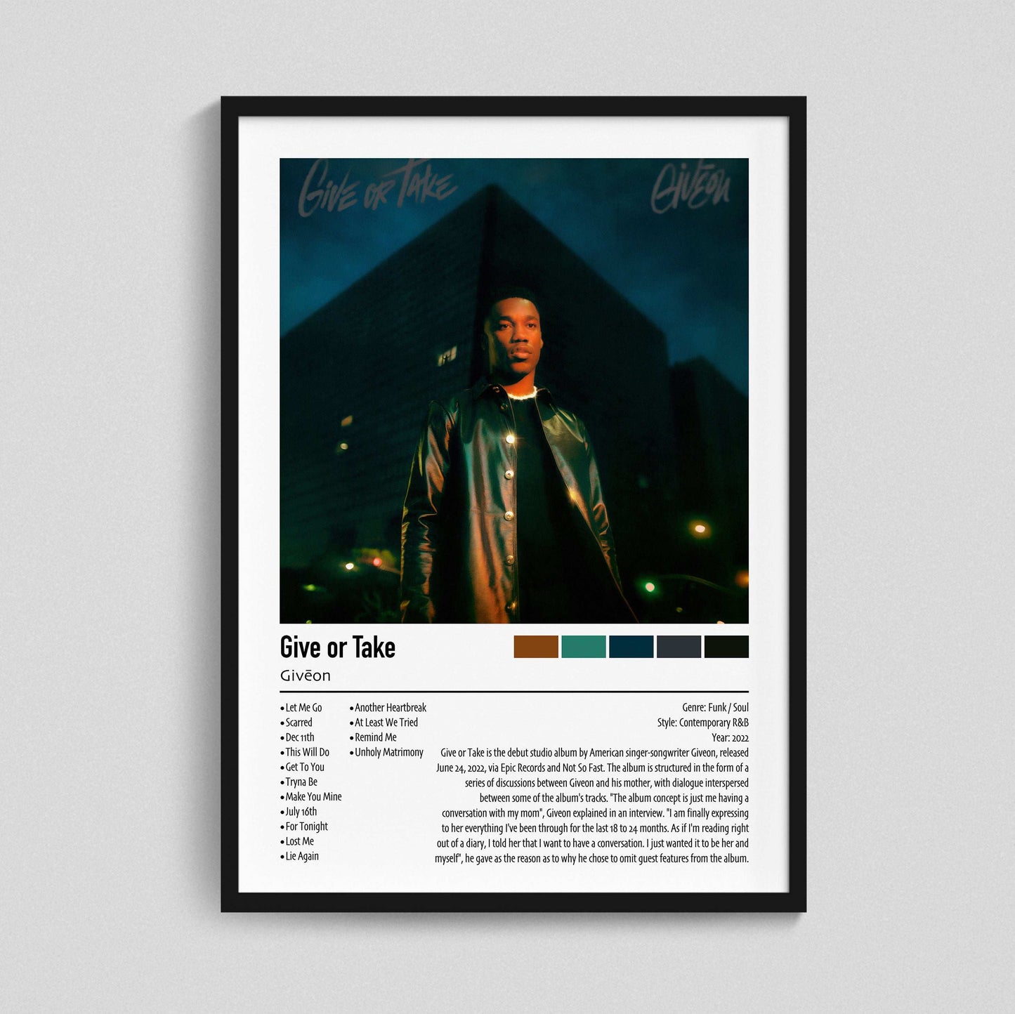 Givèon | Give or Take | Custom Album Cover Poster Print