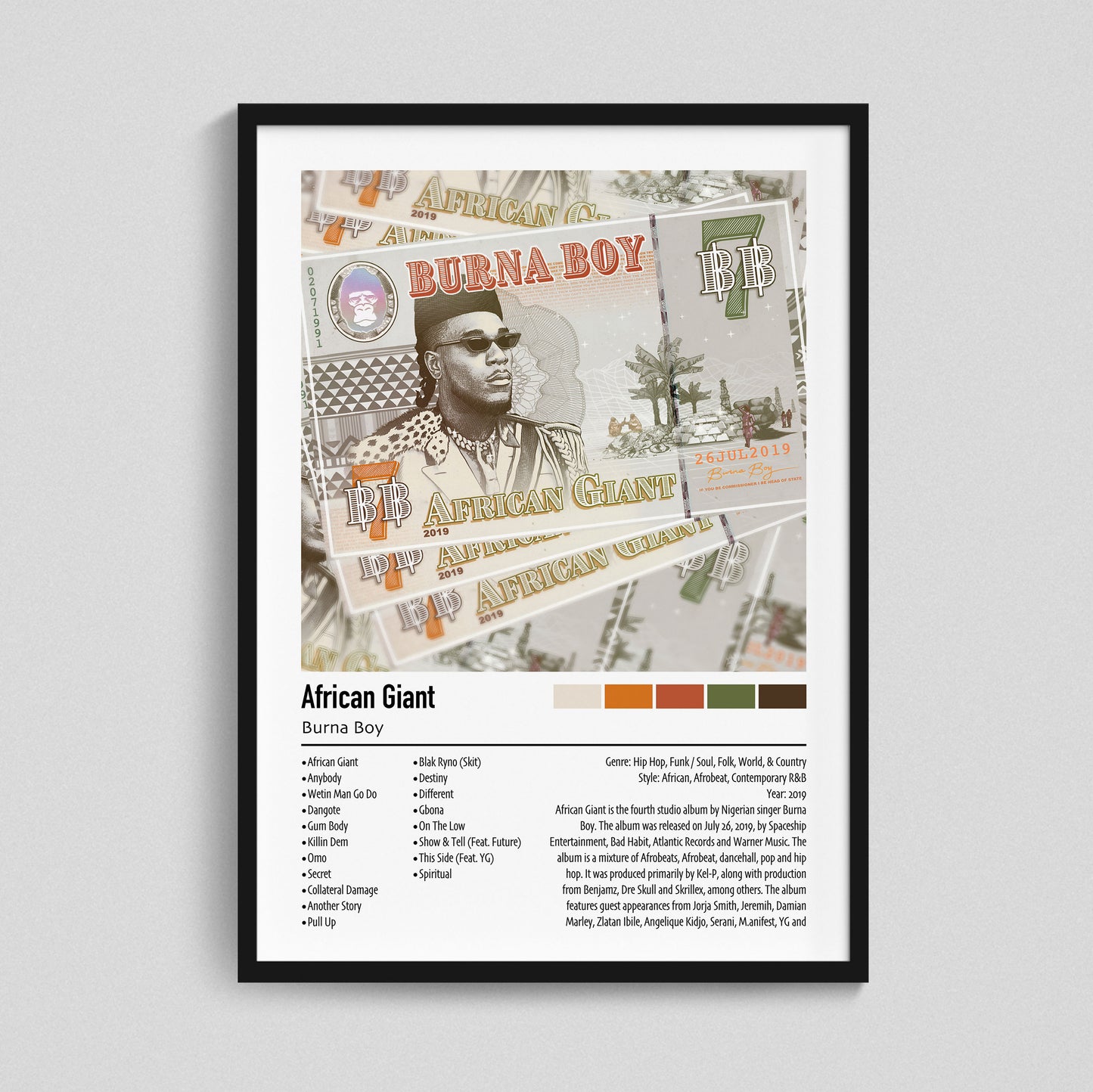 Burna Boy | African Giant | Custom Album Cover Poster Print
