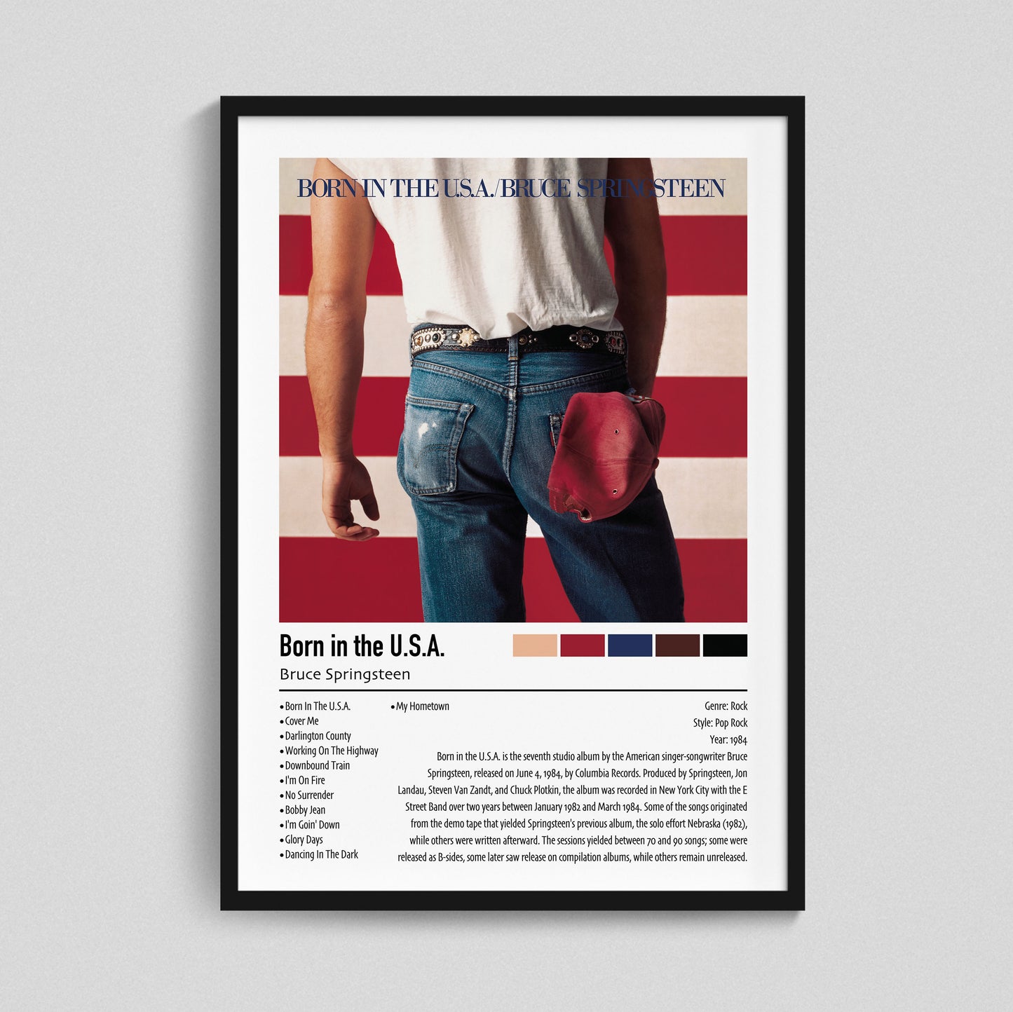 Bruce Springsteen | Born in the U.S.A | Custom Album Cover Poster Print