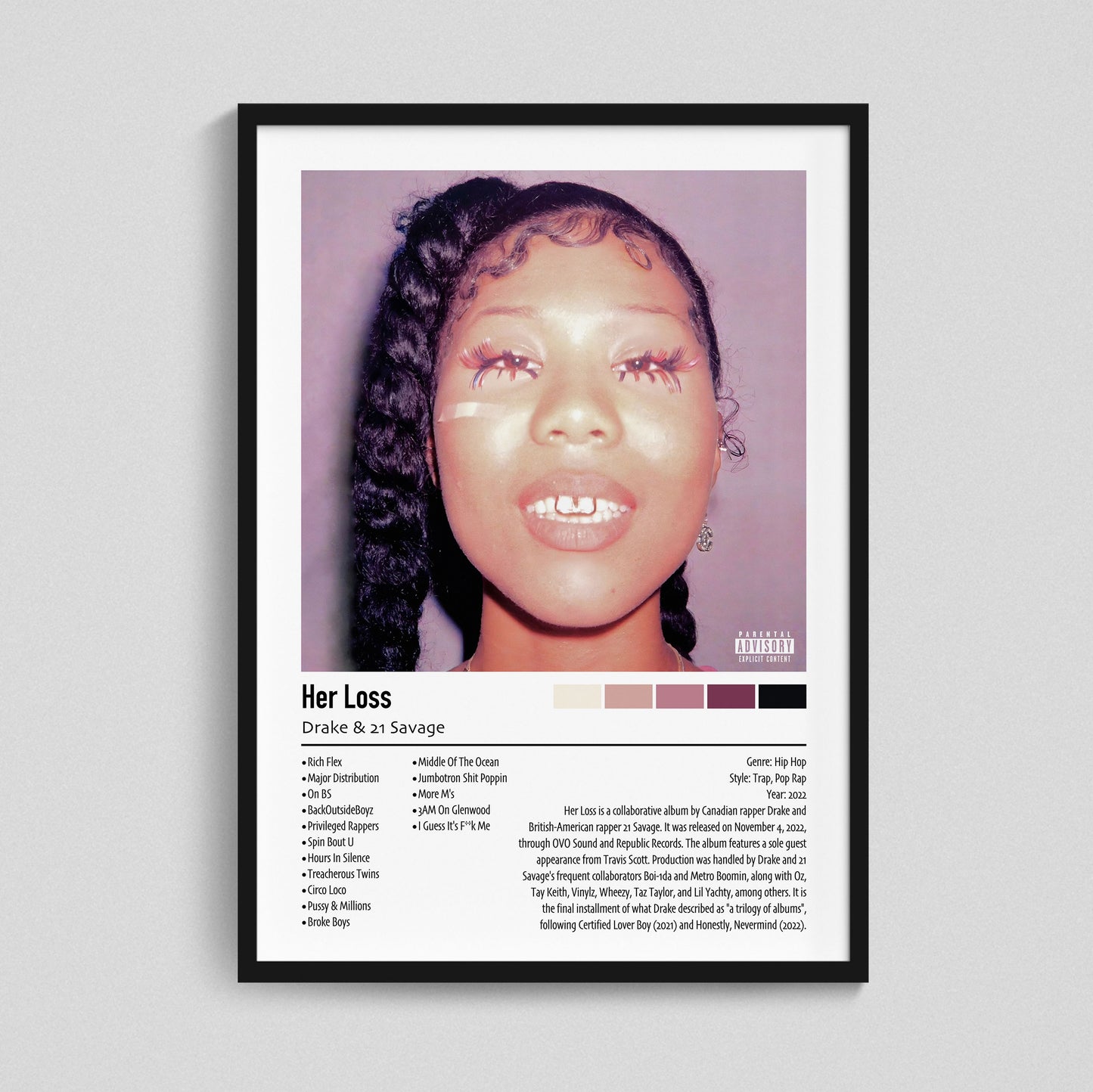 Drake & 21 Savage | Her Loss | Custom Album Cover Poster Print