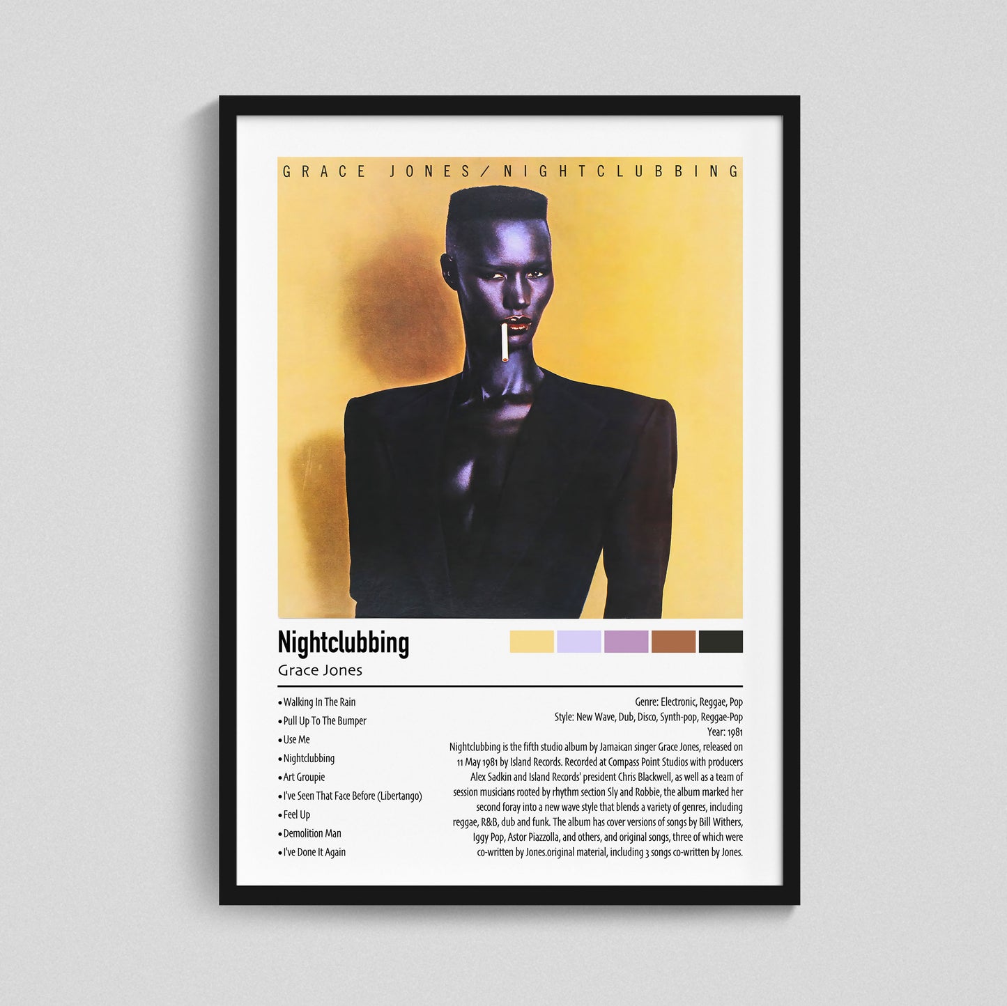 Grace Jones | Nightclubbing | Custom Album Cover Poster Print