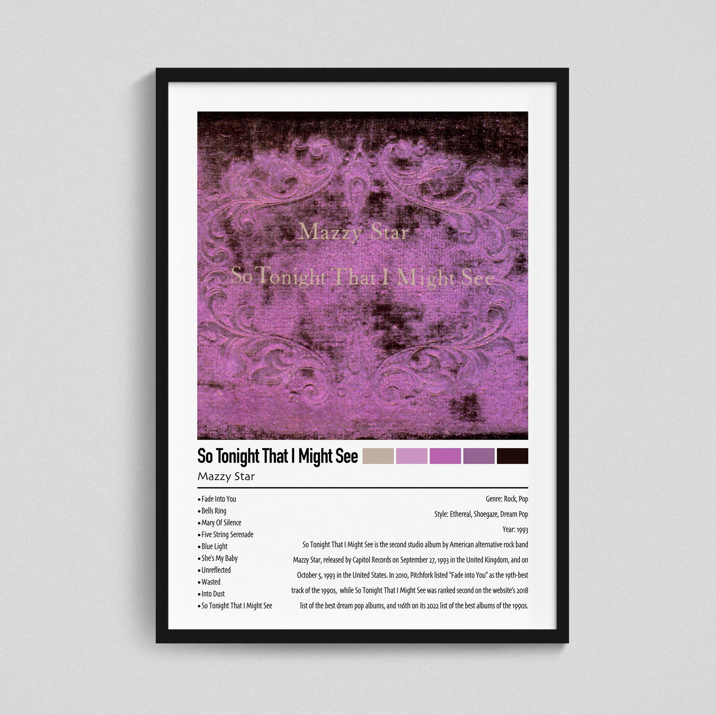 Mazzy Star | So Tonight That I Might See | Custom Album Cover Poster Print