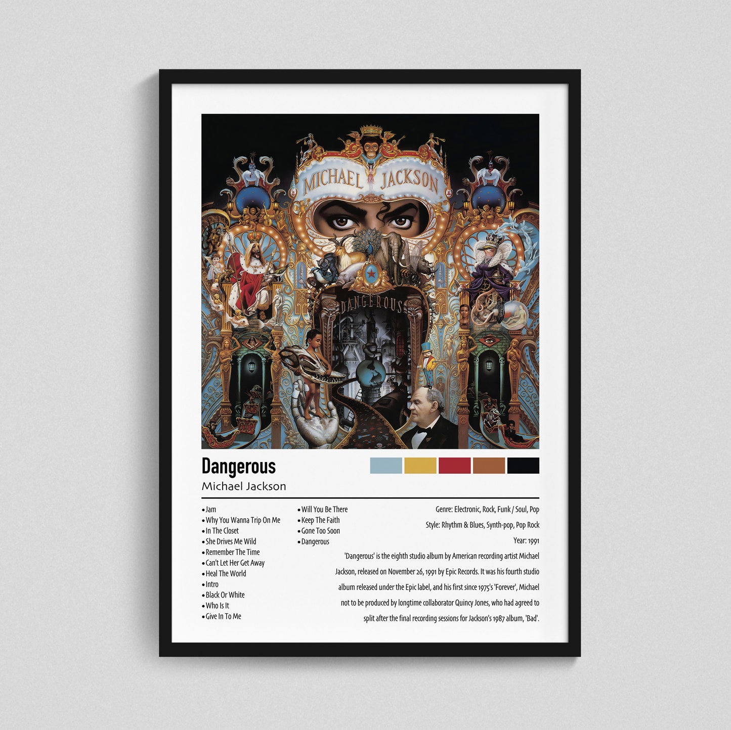 Michael Jackson | Dangerous | Custom Album Cover Poster Print