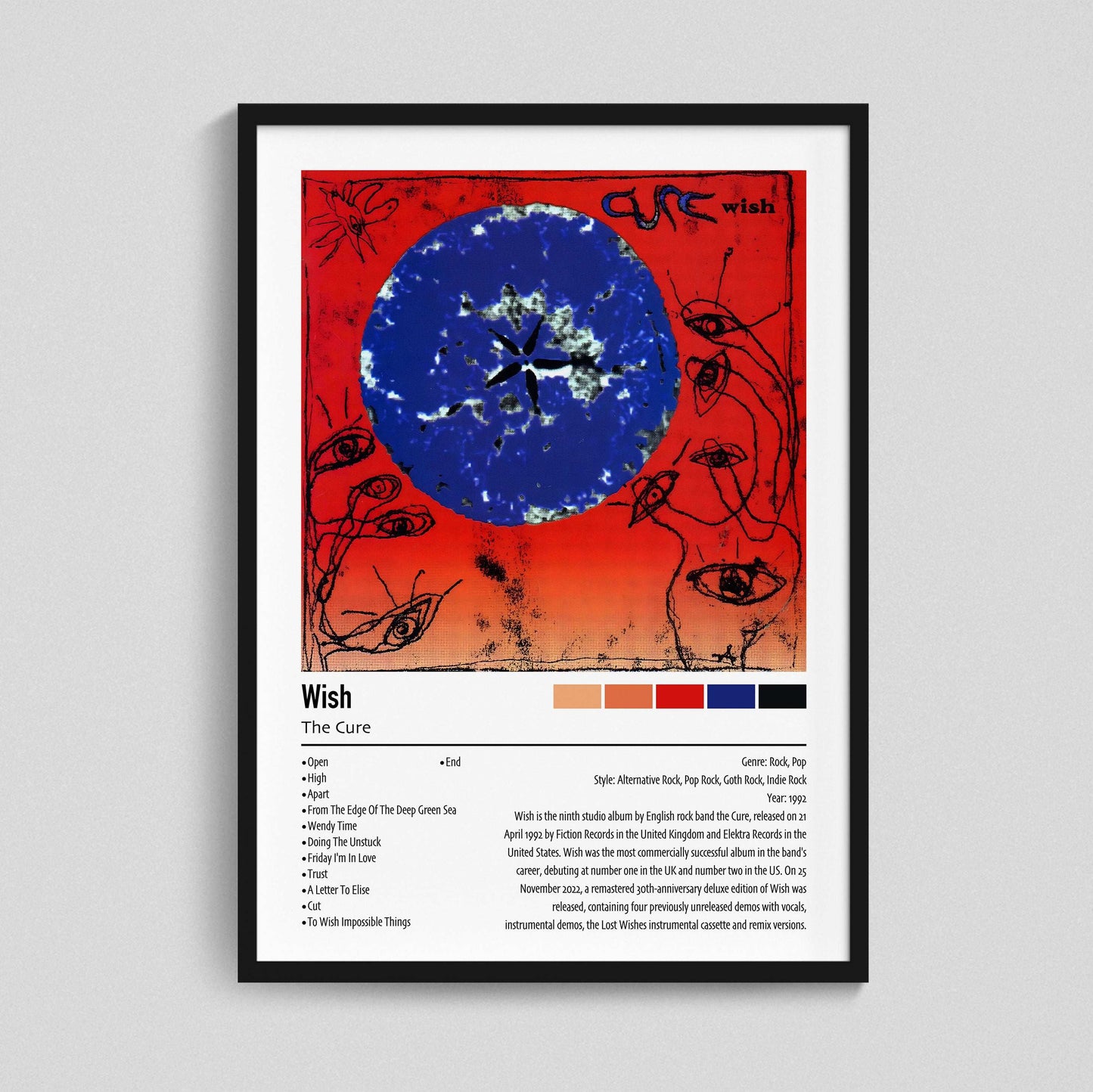 The Cure | Wish | Custom Album Cover Poster Print
