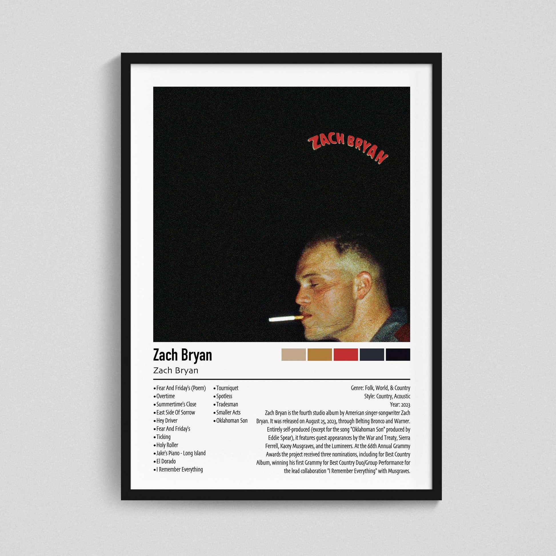 Zach Bryan | Zach Bryan | Custom Album Cover Poster Print