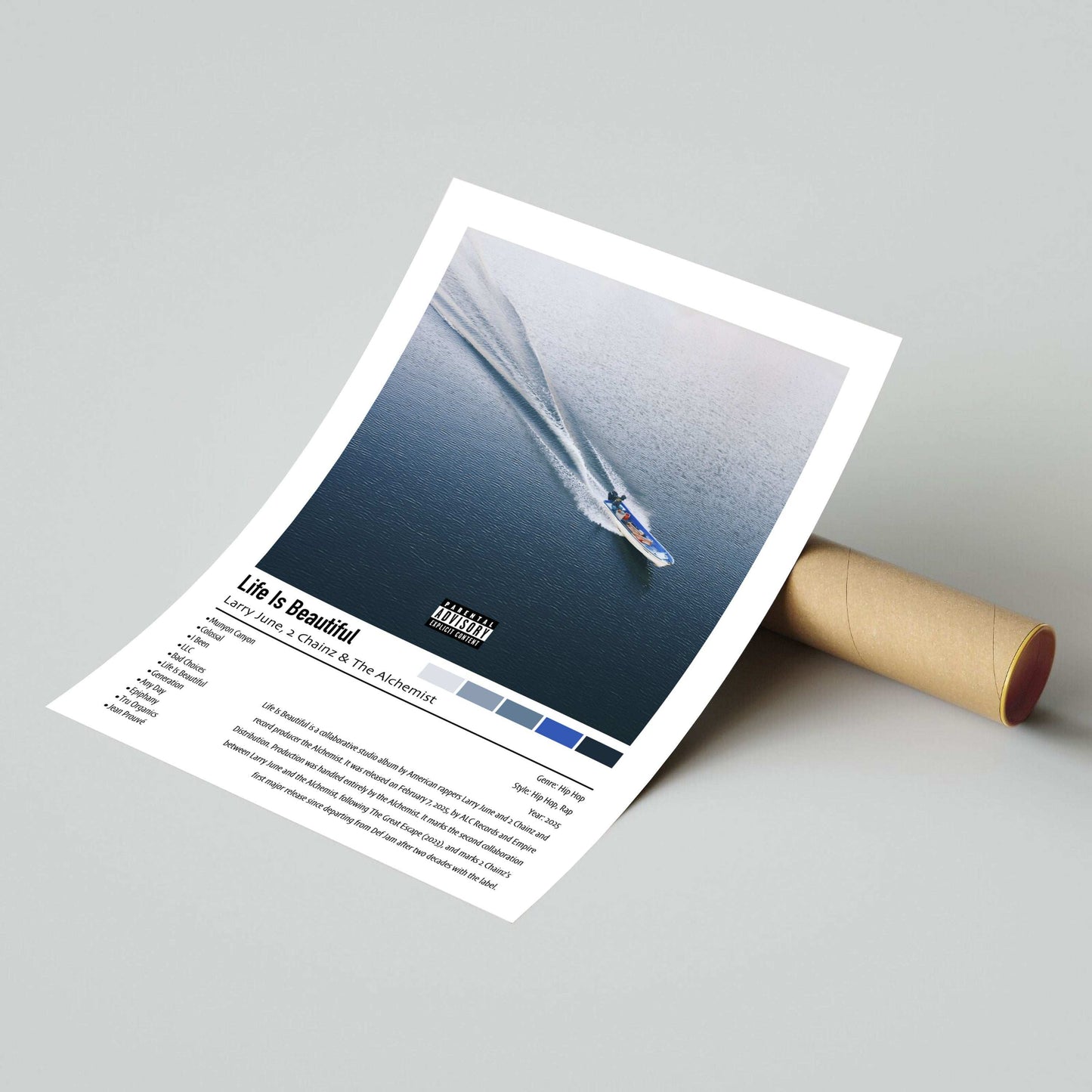 Larry June, 2 Chainz & The Alchemist | Life Is Beautiful | Custom Album Cover Poster Print