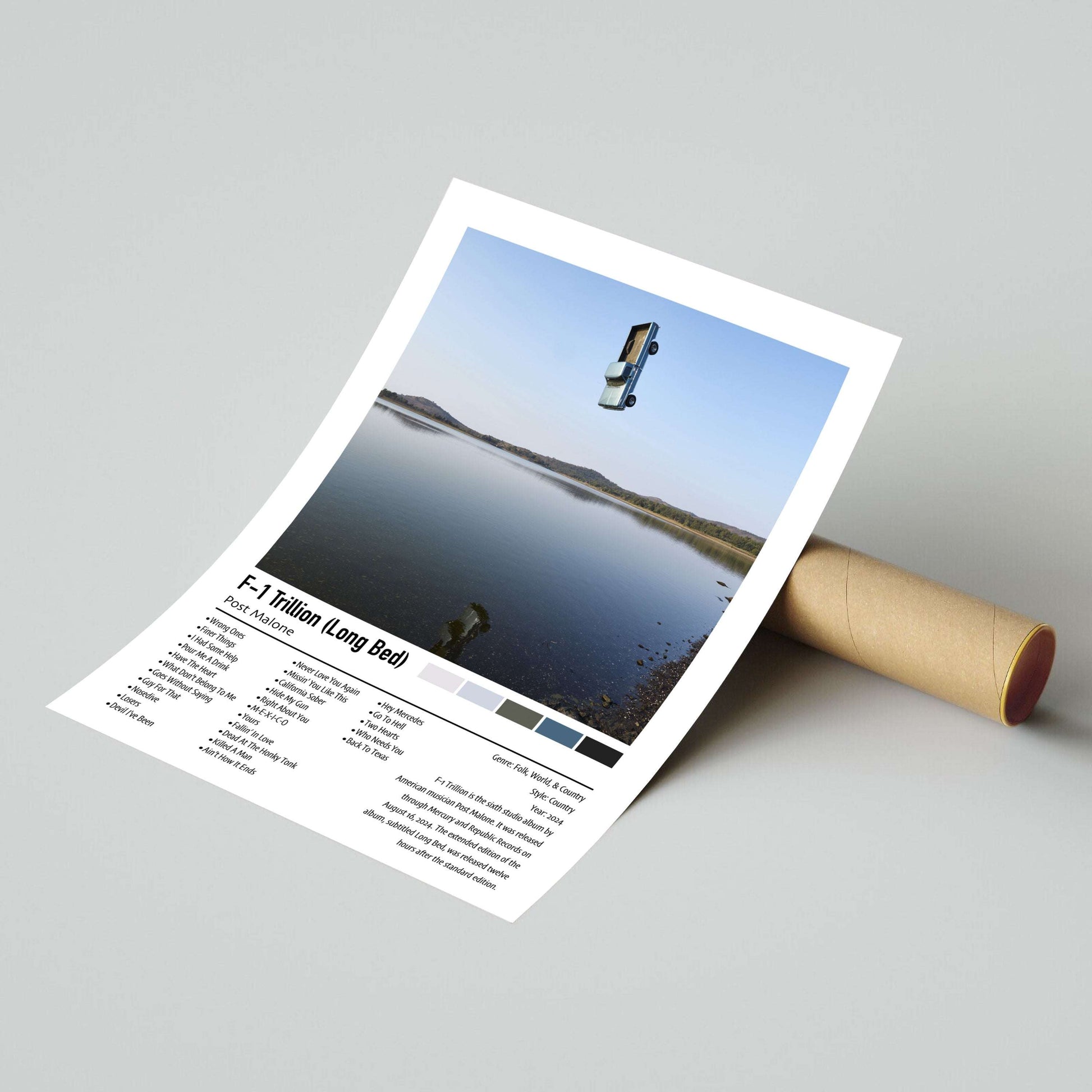 Post Malone | F-1 Trillion (Long Bed) | Custom Album Cover Poster Print