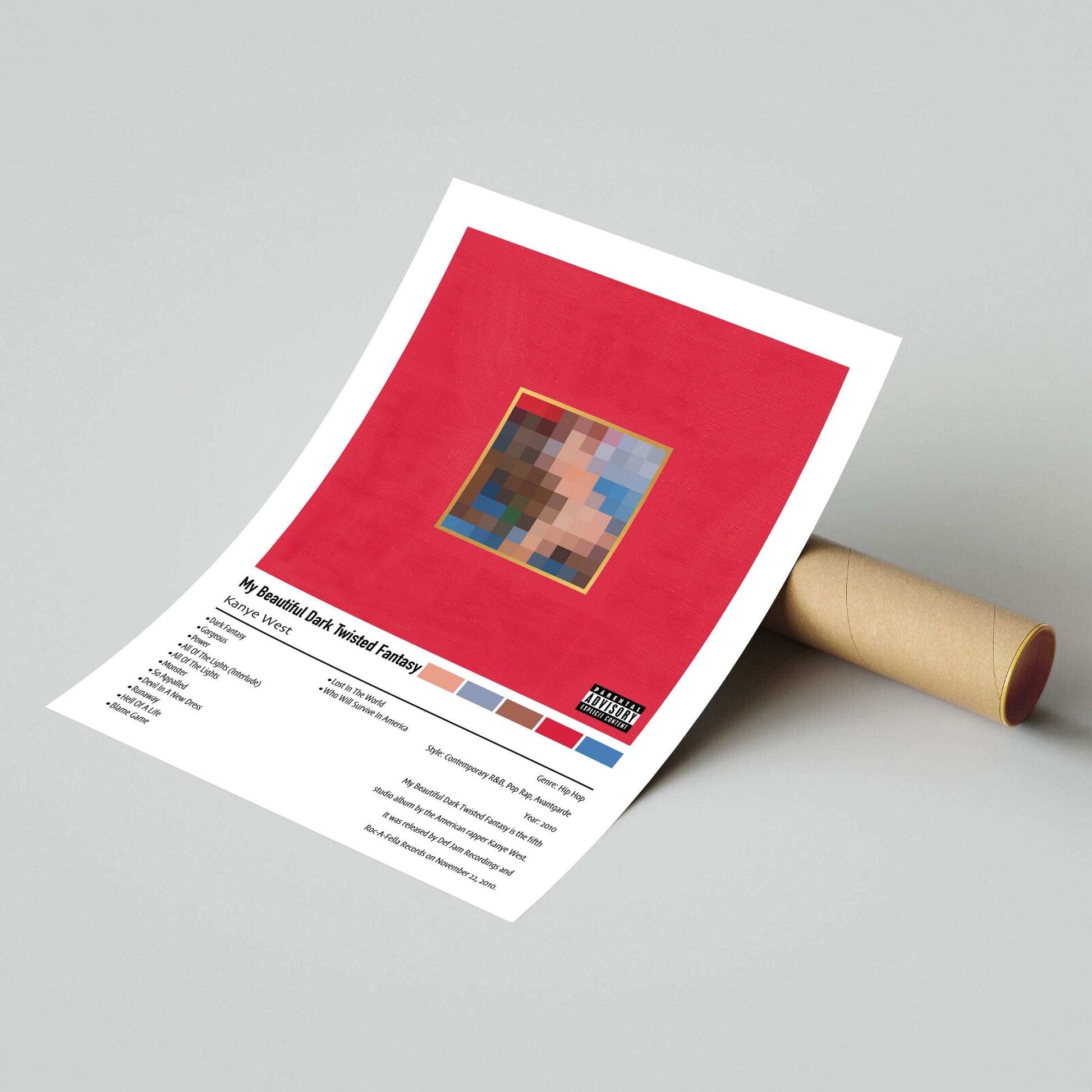Kanye West | My Beautiful Dark Twisted Fantasy | Custom Album Cover Poster Print
