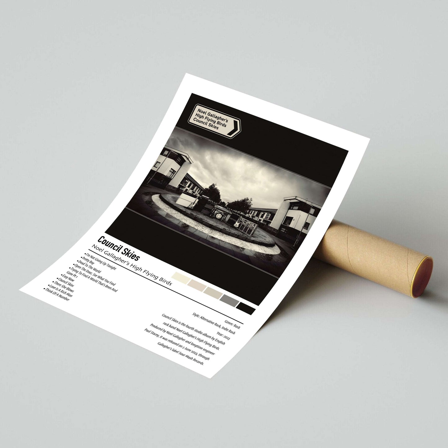 Noel Gallagher's High Flying Birds | Council Skies | Custom Album Cover Poster Print