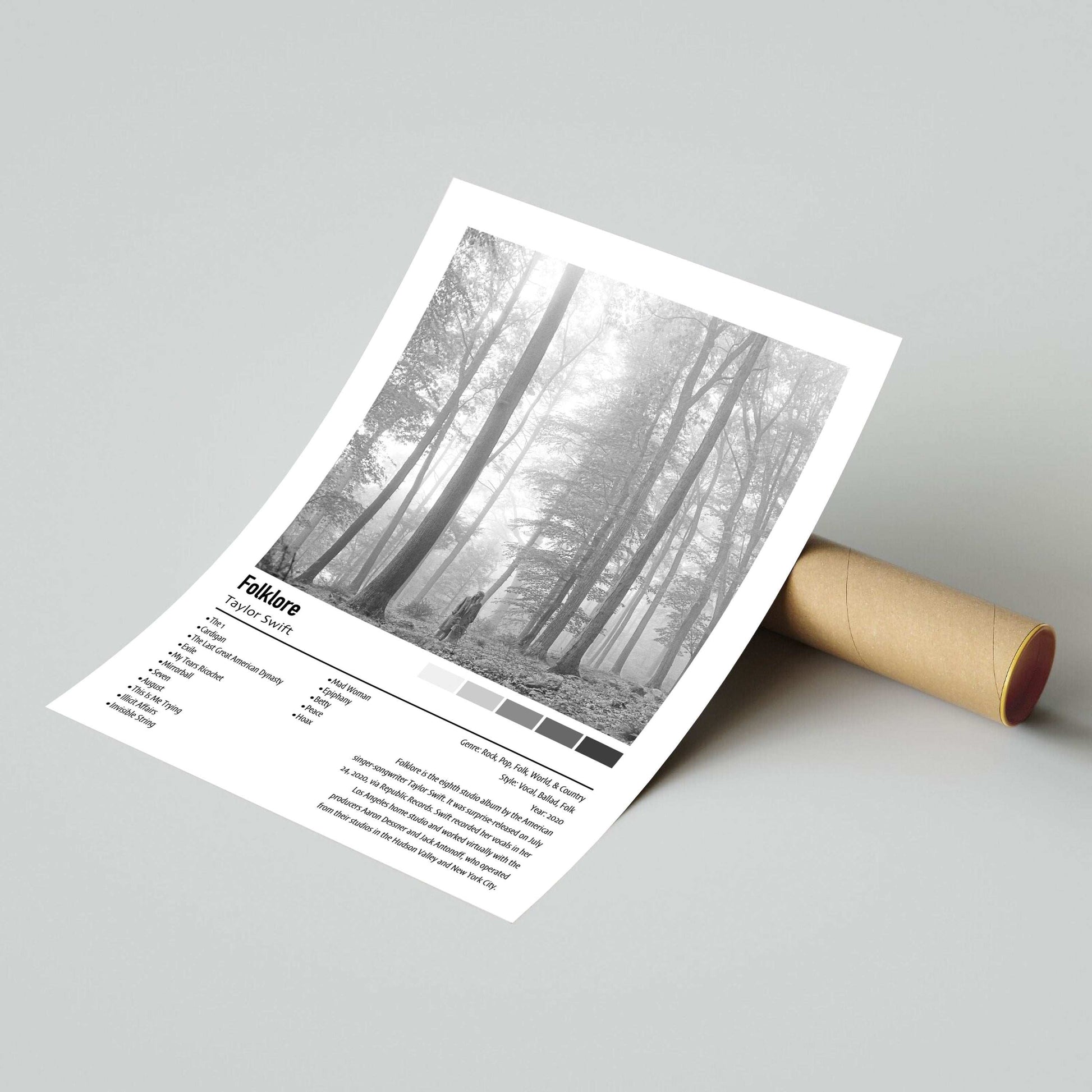 Taylor Swift | Folklore | Custom Album Cover Poster Print