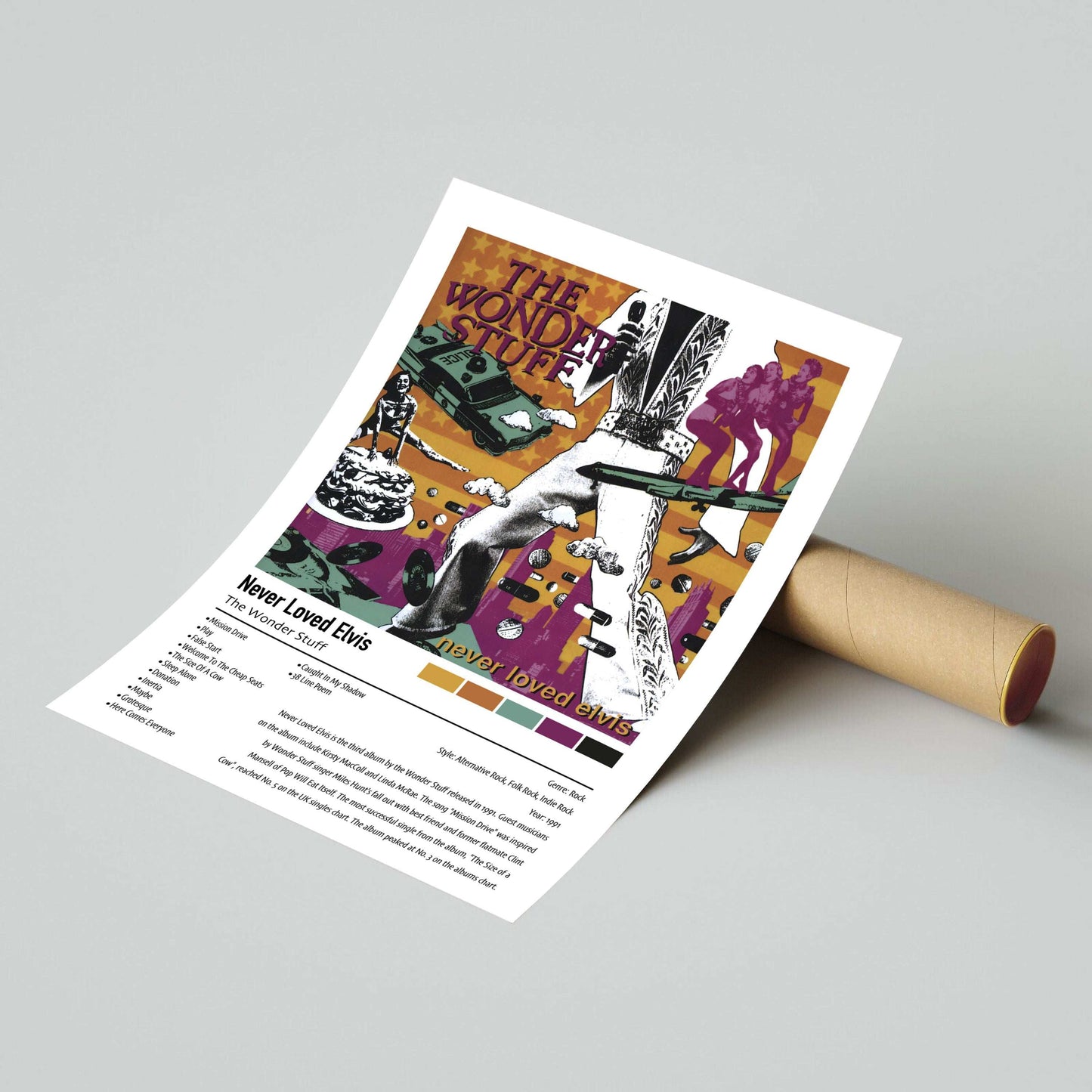 The Wonder Stuff | Never Loved Elvis | Custom Album Cover Poster Print