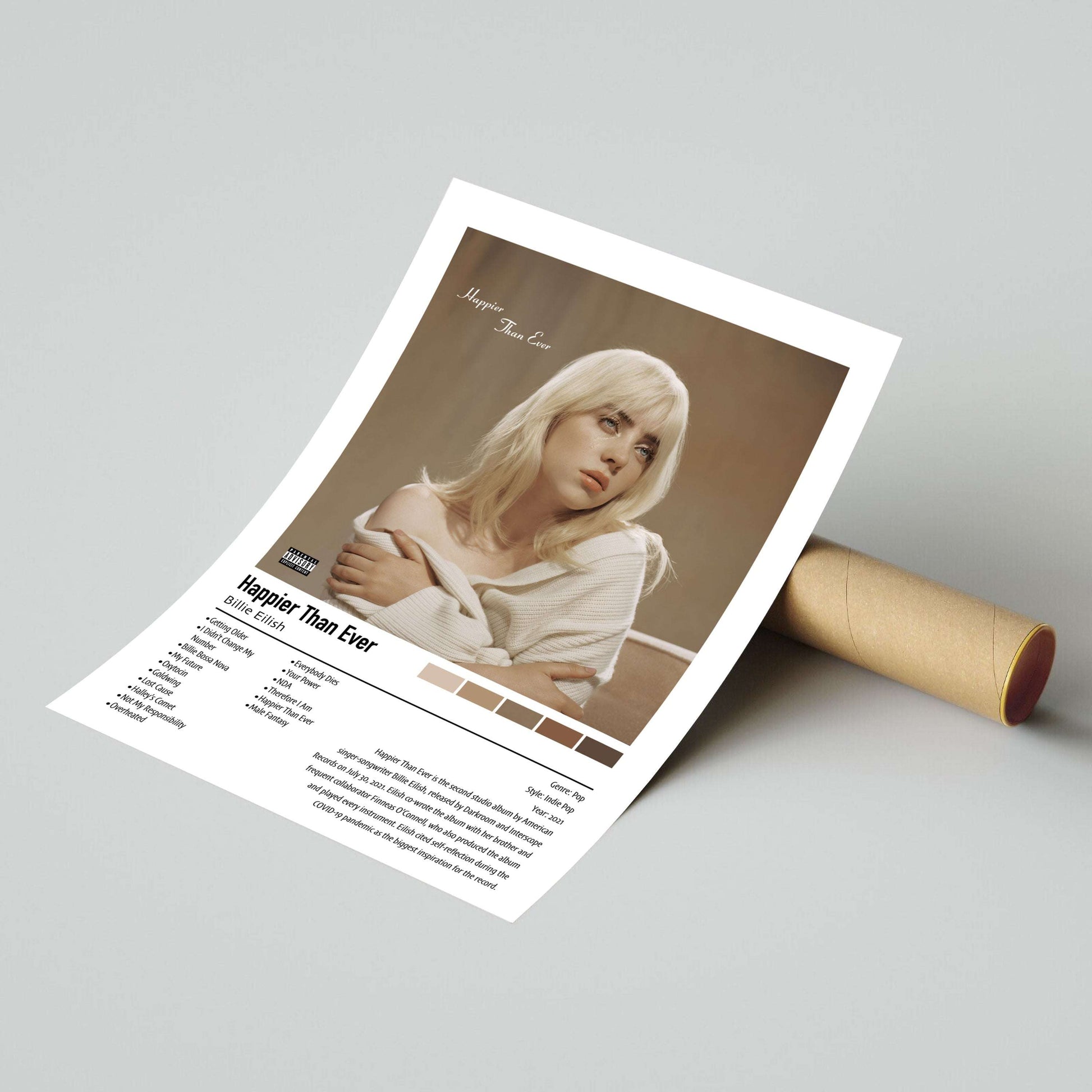 Billie Eilish | Happier Than Ever | Custom Album Cover Poster Print