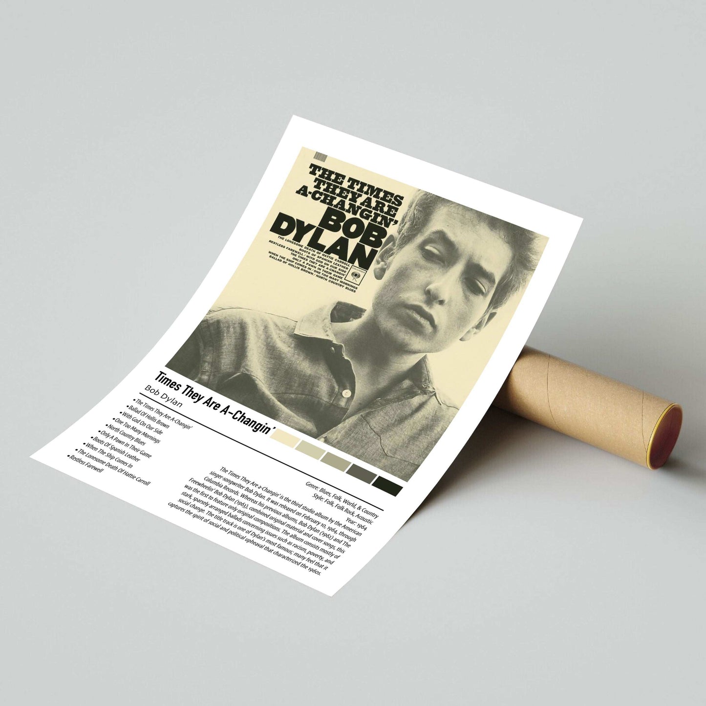 Bob Dylan | Times They Are A-Changin' | Custom Album Cover Poster Print