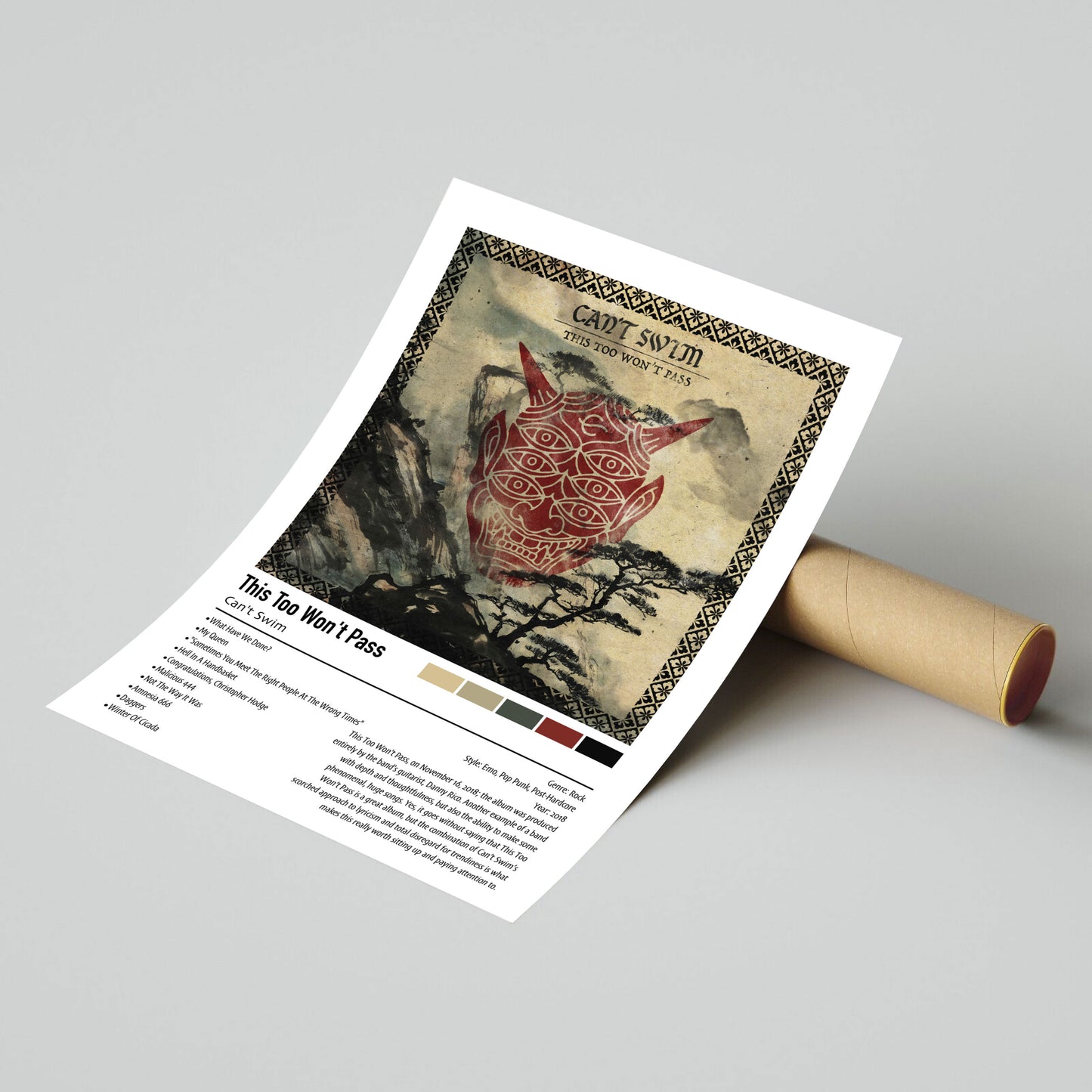 Can't Swim | This Too Won't Pass | Custom Album Cover Poster Print