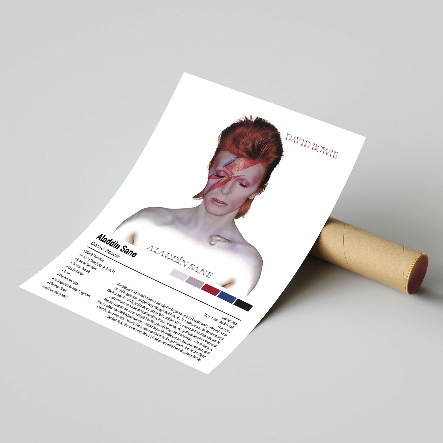 David Bowie | Aladdin Sane | Custom Album Cover Poster Print
