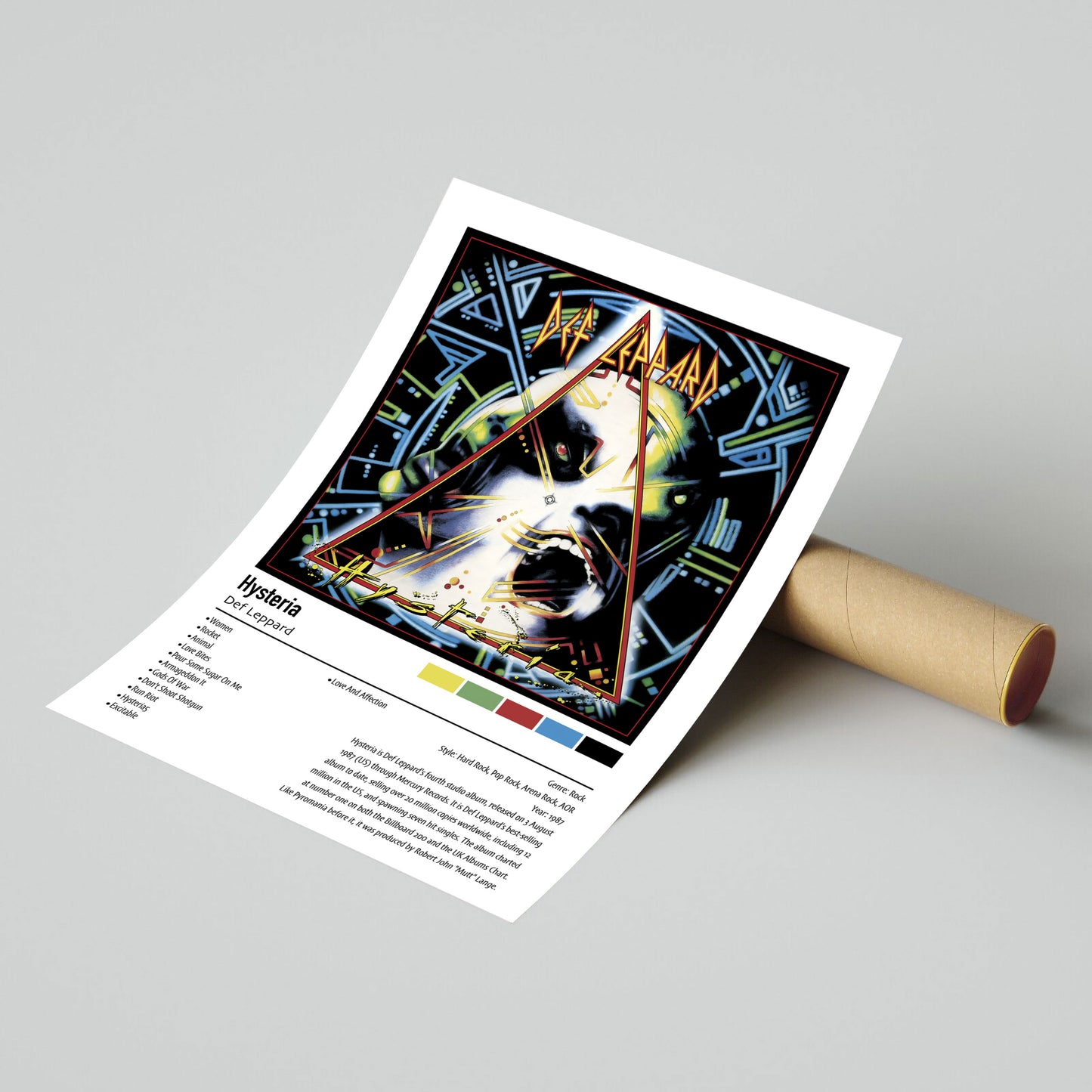 Def Leppard | Hysteria | Custom Album Cover Poster Print