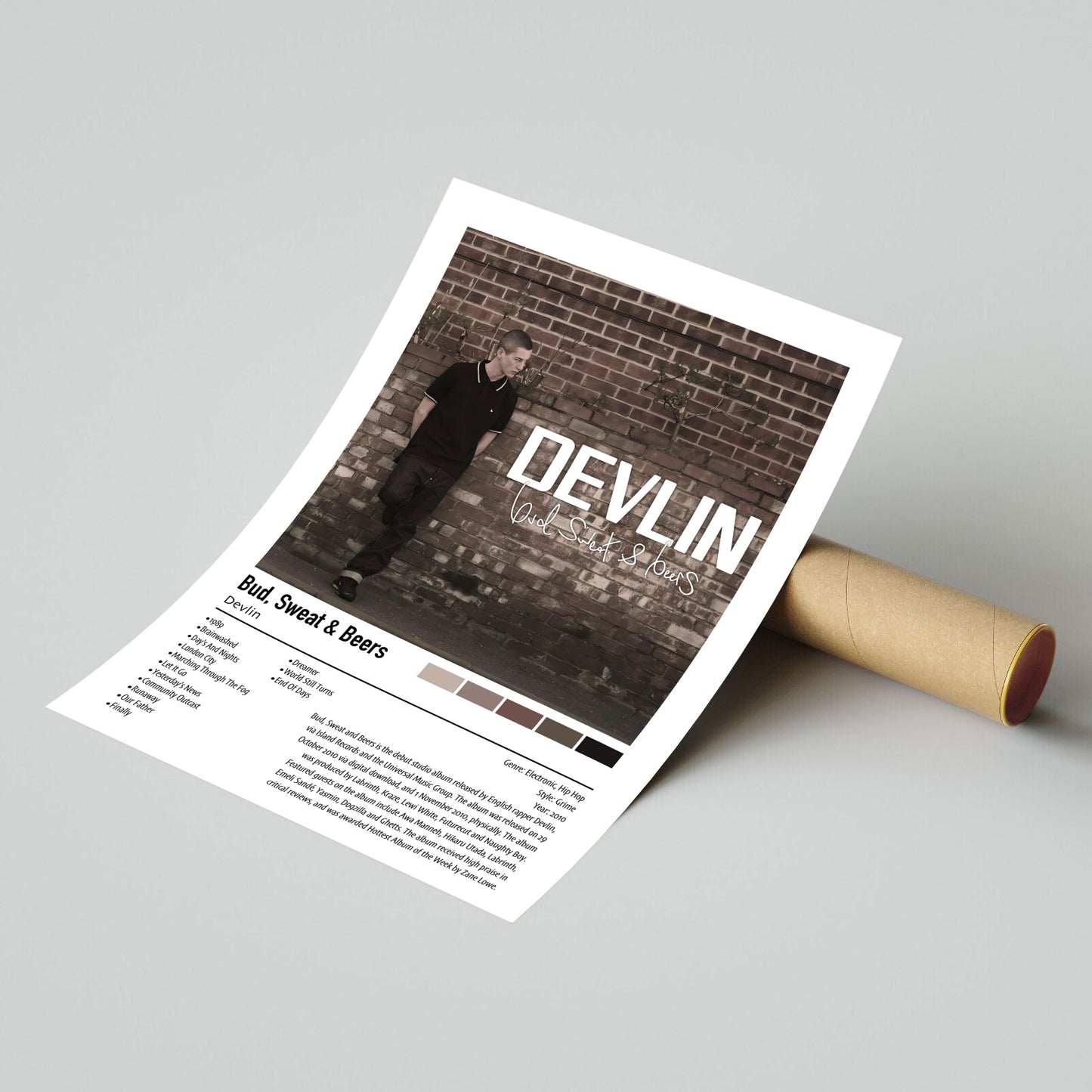 Devlin | Bud, Sweat & Beers | Custom Album Cover Poster Print