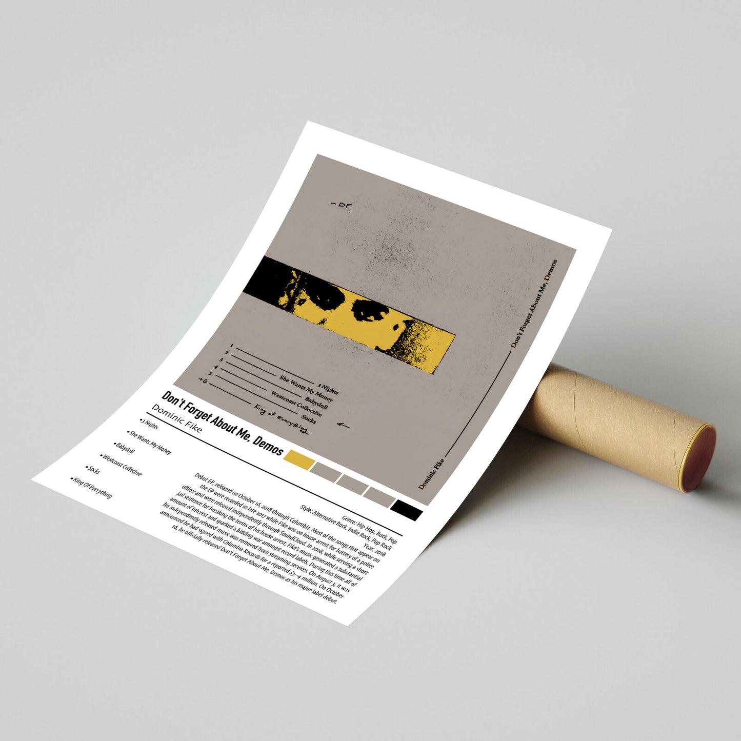Dominic Fike | Don't Forget About Me, Demos | Custom Album Cover Poster Print