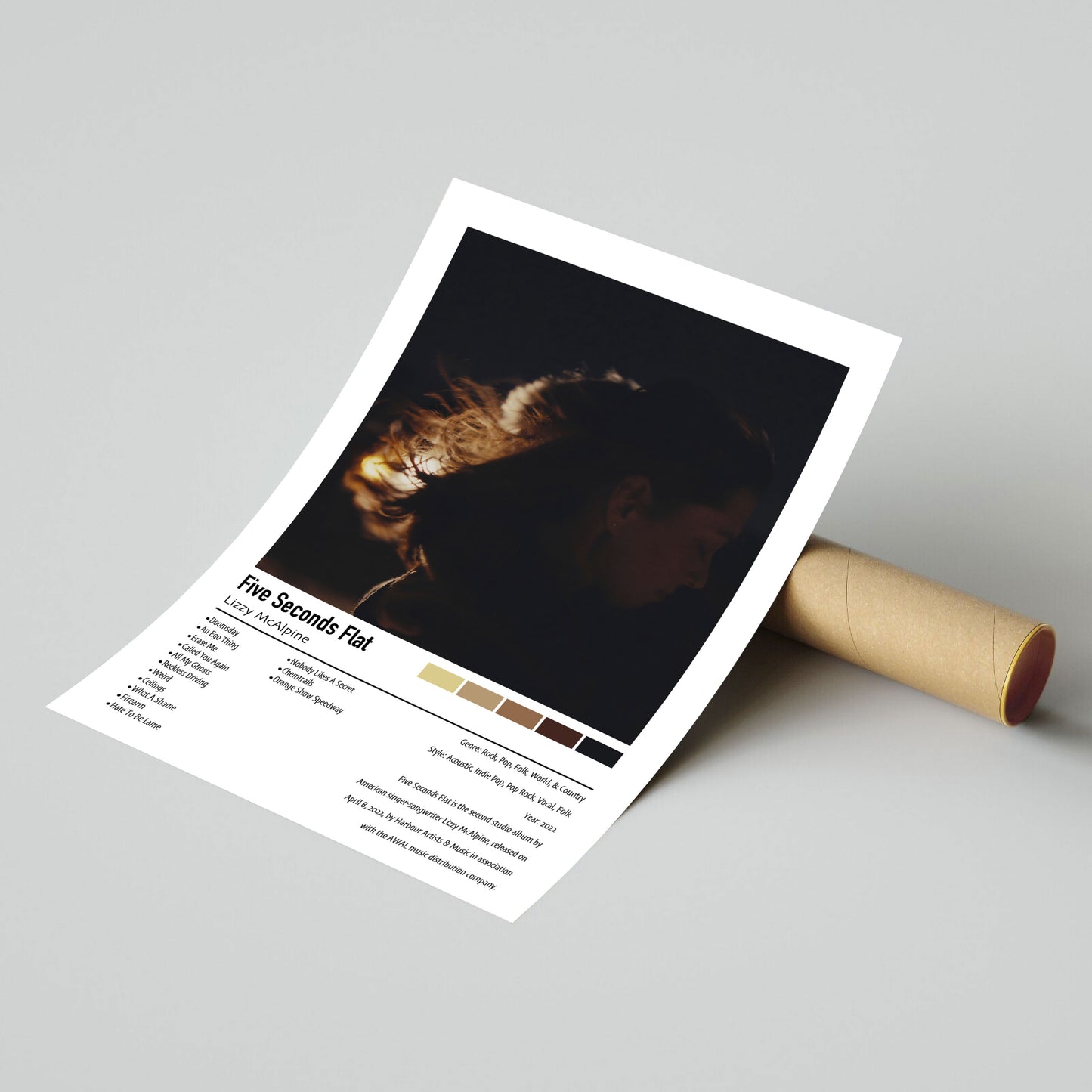 Lizzy McAlpine | Five Seconds Flat | Custom Album Cover Poster Print