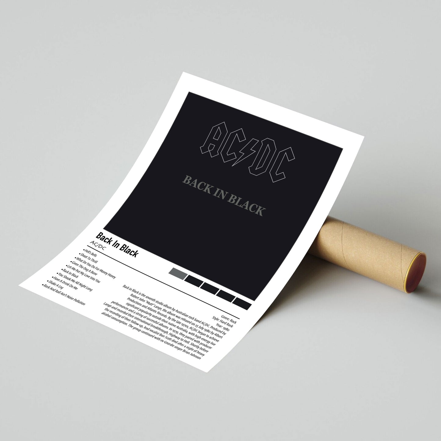 AC/DC | Back In Black | Custom Album Cover Poster Print