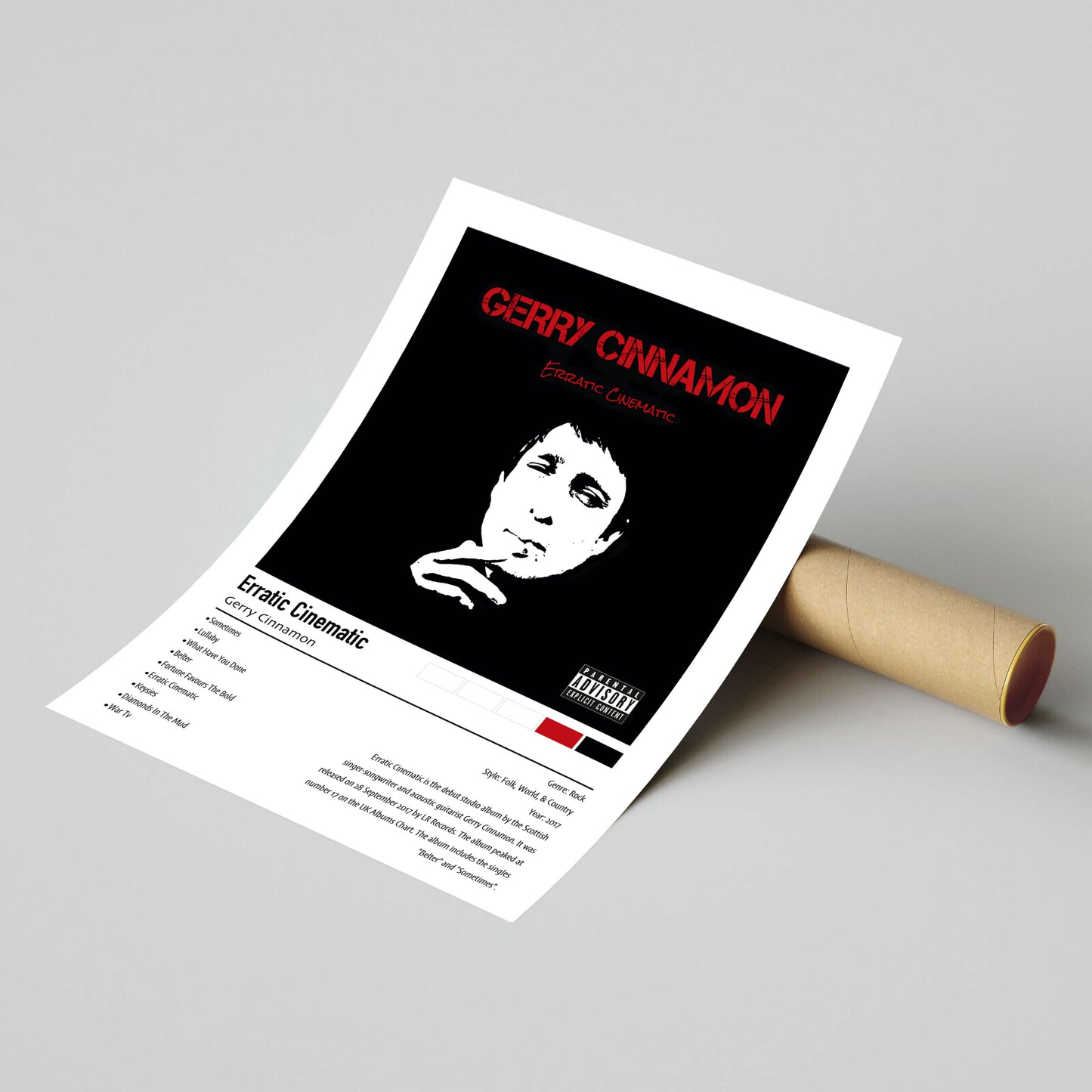 Gerry Cinnamon | Erratic Cinematic | Custom Album Cover Poster Print